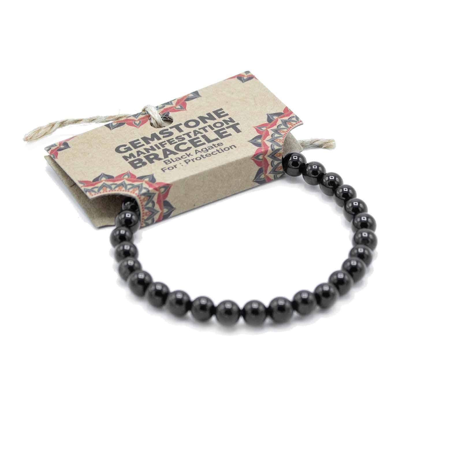 Pulseira de Manifestação em Pedra Natural – Ágata Negra – Proteção