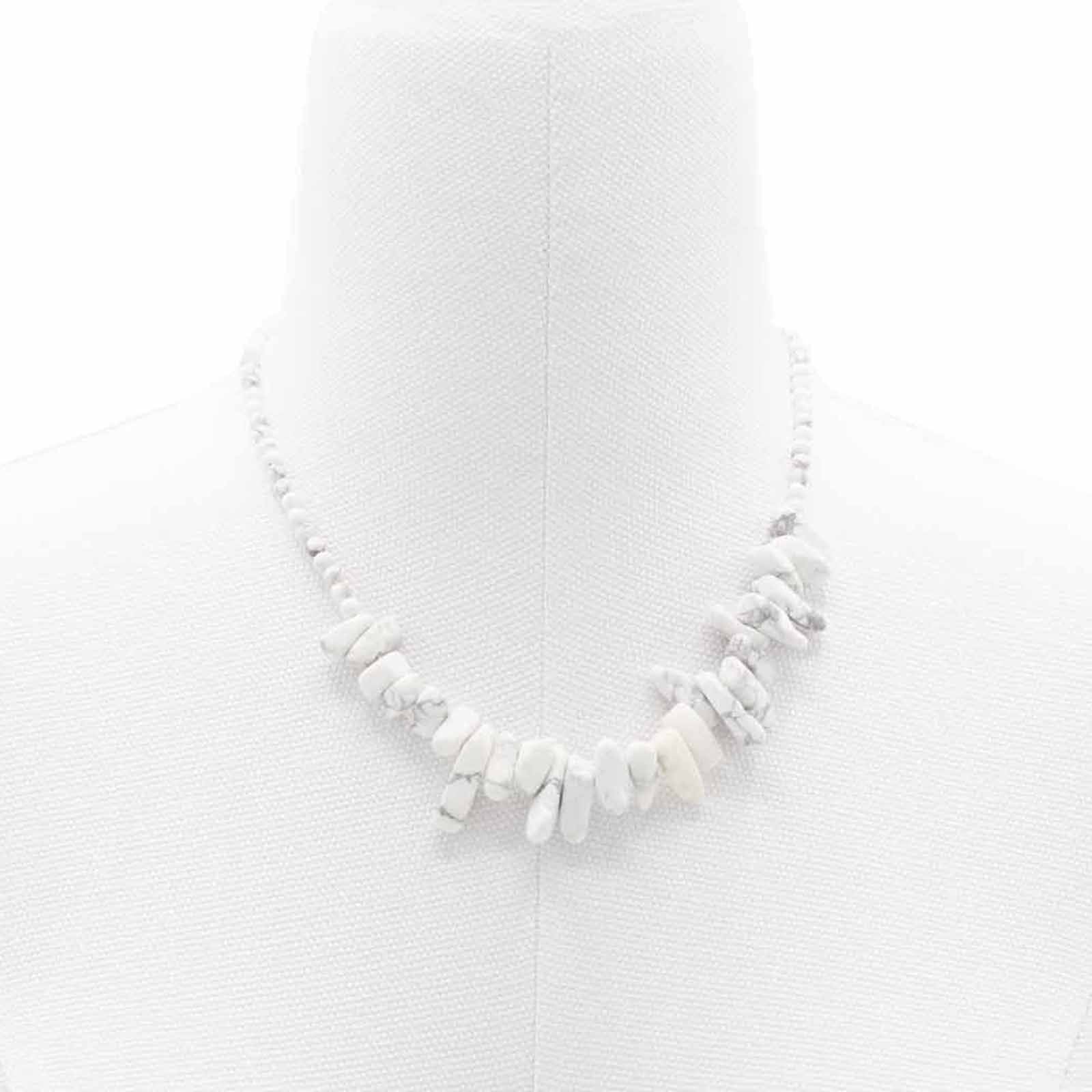 Colar de Gemas Longstone - Jaspe Branco