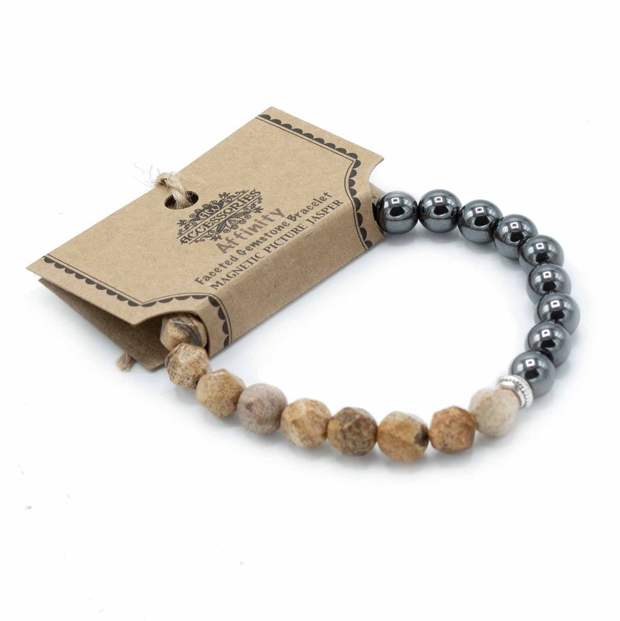 Pulseira Magnética em Pedra Natural Entalhada – Jaspe Riscado