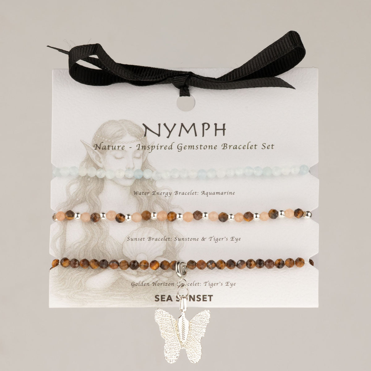 Conjunto de 3 Pulseiras Nymph Spirit com Pedras Naturais - Pôr do Sol no Mar
