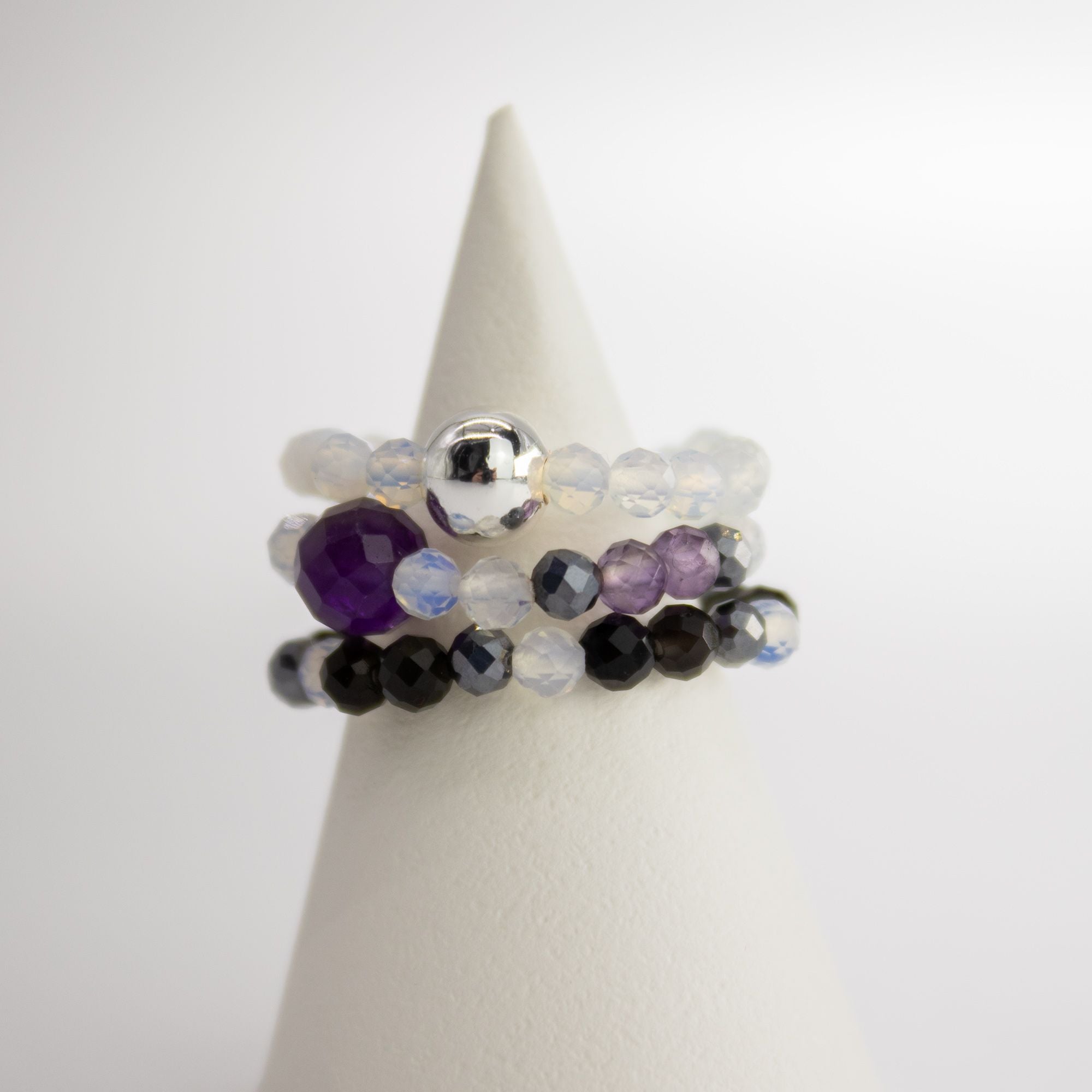 Conjunto de Anéis com Pedra Nymph – Lua Cheia