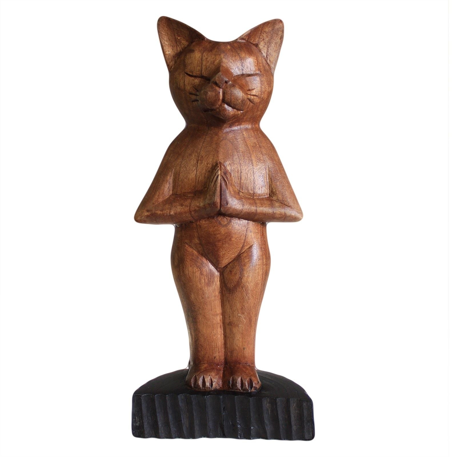 Gato de Yoga Esculpido à Mão – De Pé
