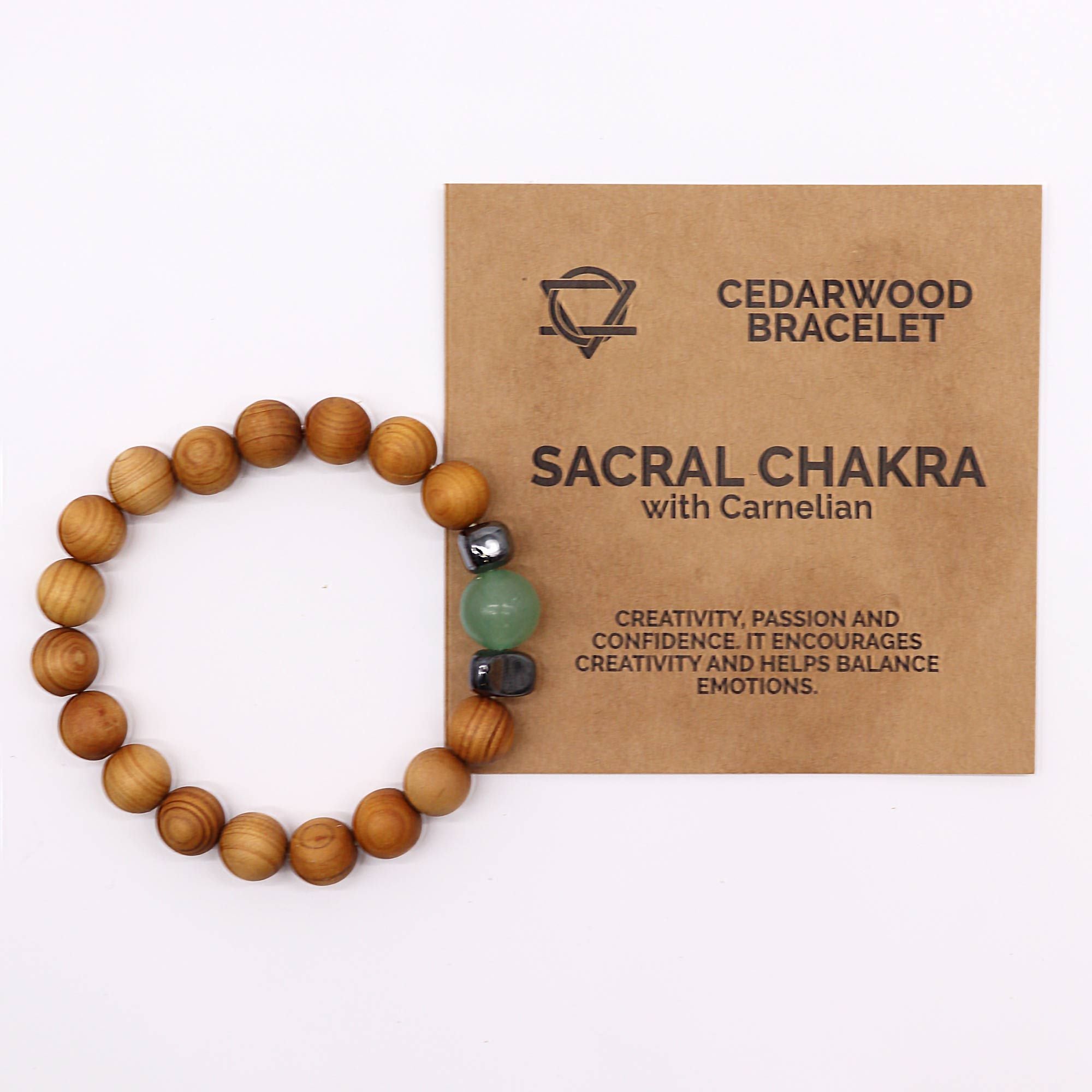 Cedar Bracelet – Sacral Chakra – Green Aventurine