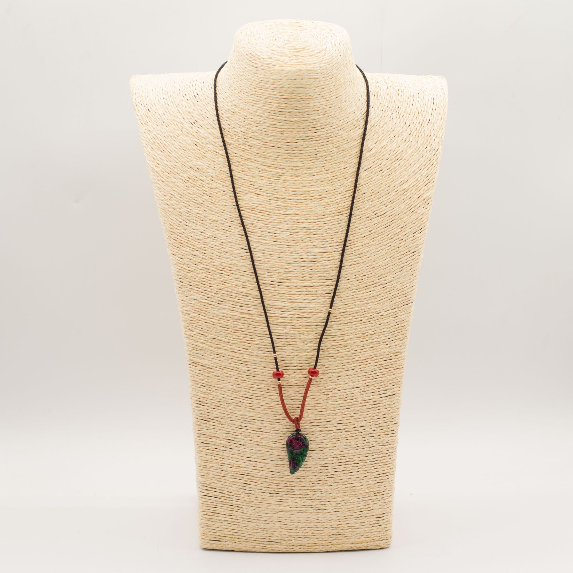 Colar com Cordão e Pendente de Pedra Preciosa - Morganite Asa de Anjo