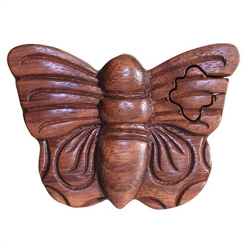Caixa Secreta de Madeira Bali – Borboleta