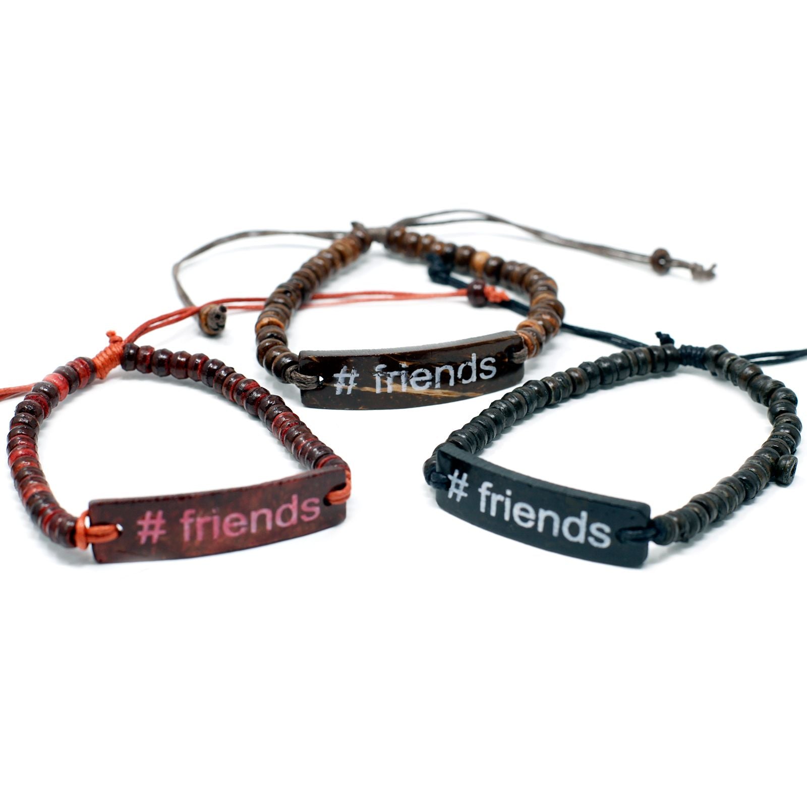 Pulseras eslogan en coco – #Friends