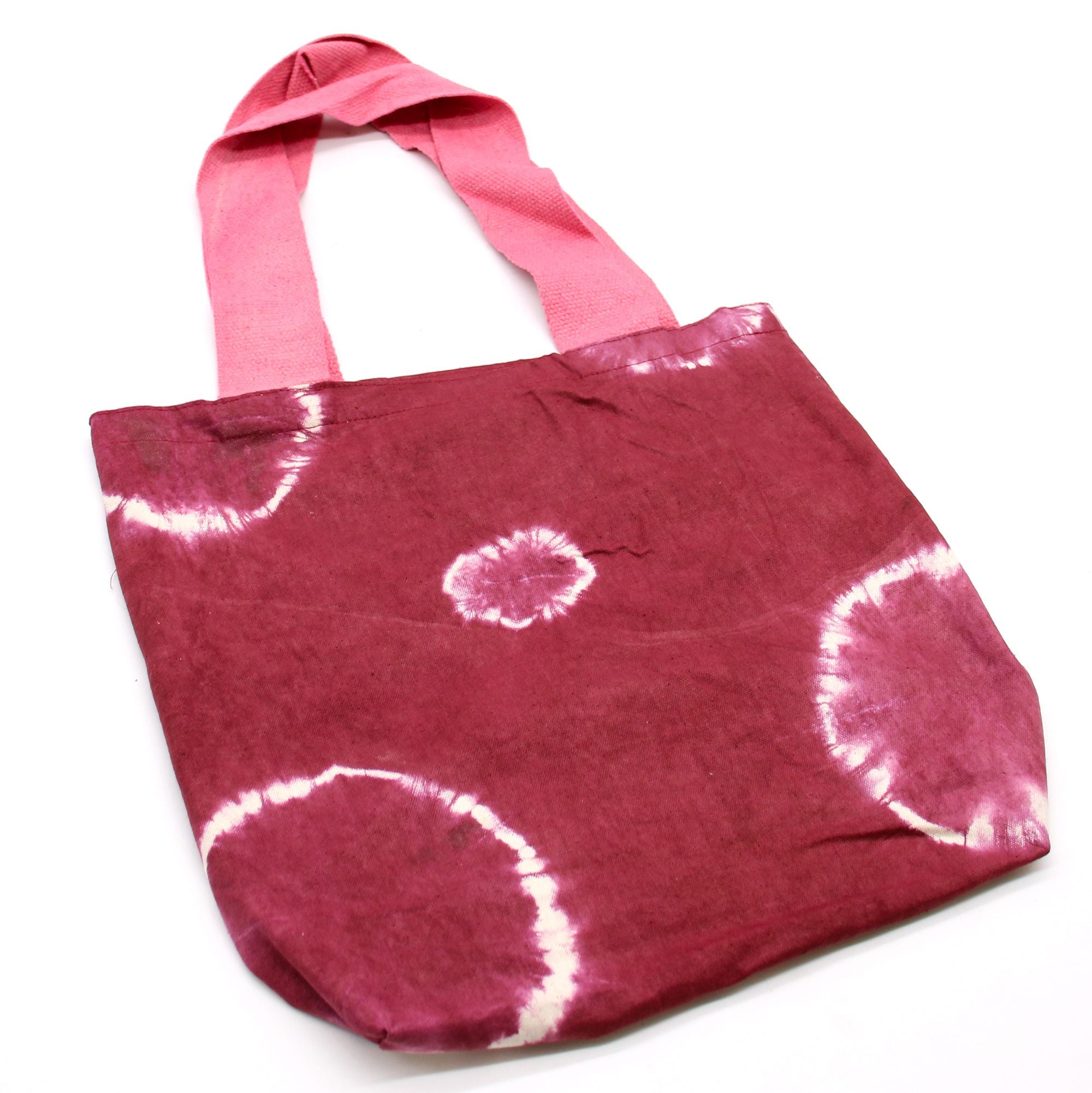Bolsa de Algodão Natural Tie Dye - Anéis Granada - Alça Rosa
