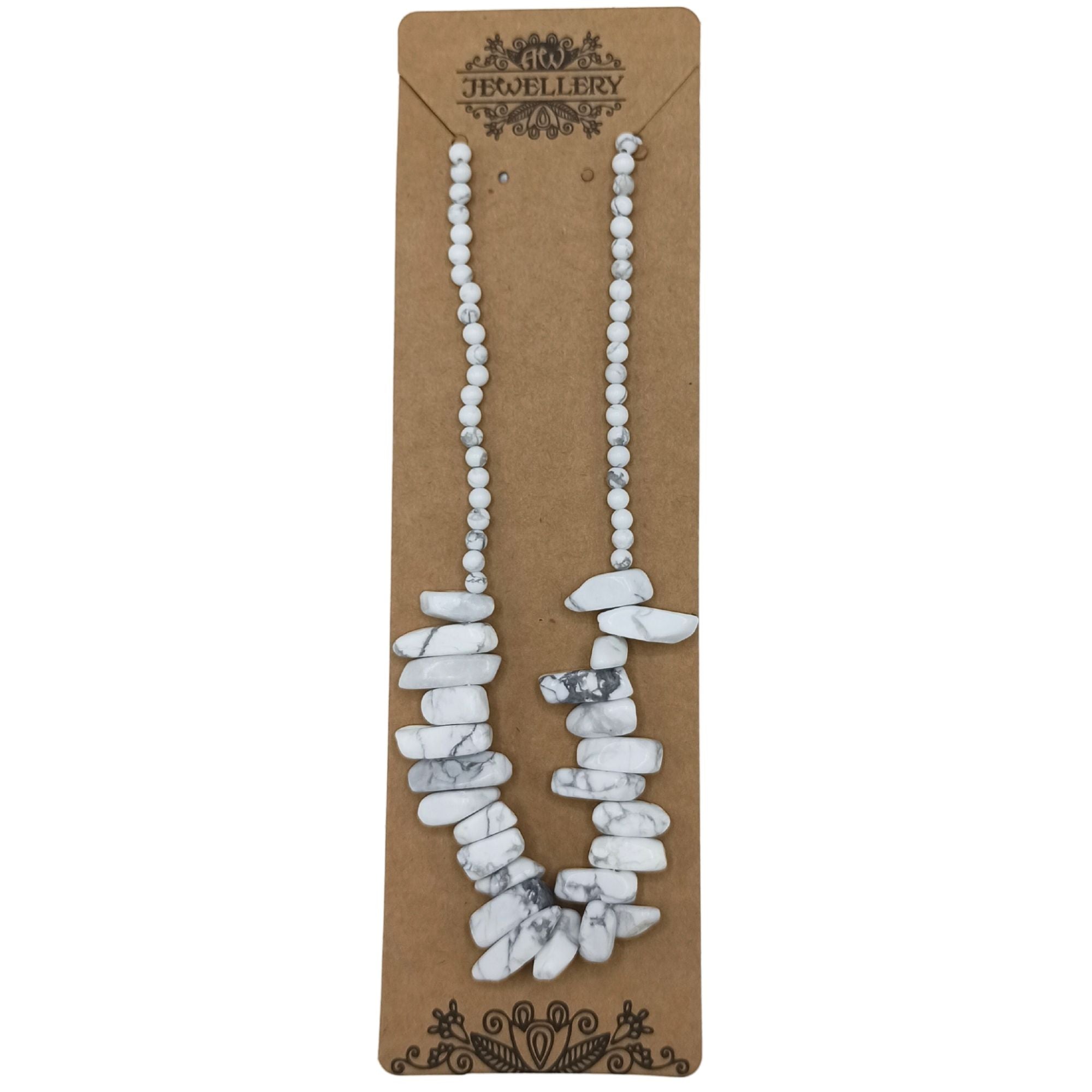 Colar de Gemas Longstone - Jaspe Branco