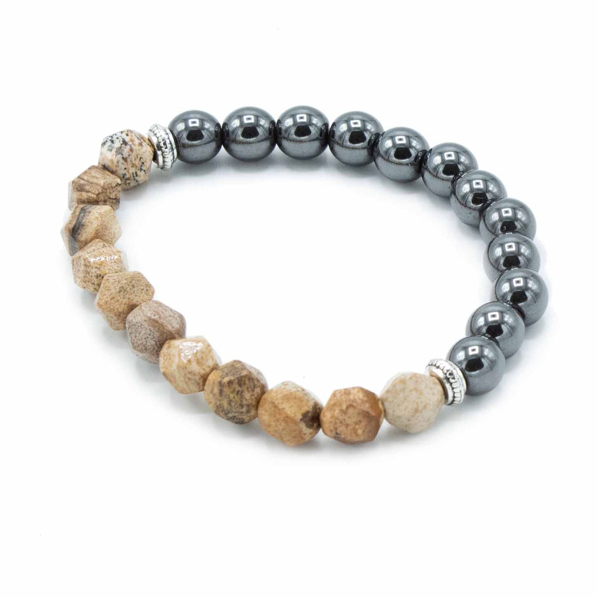 Pulseira Magnética em Pedra Natural Entalhada – Jaspe Riscado