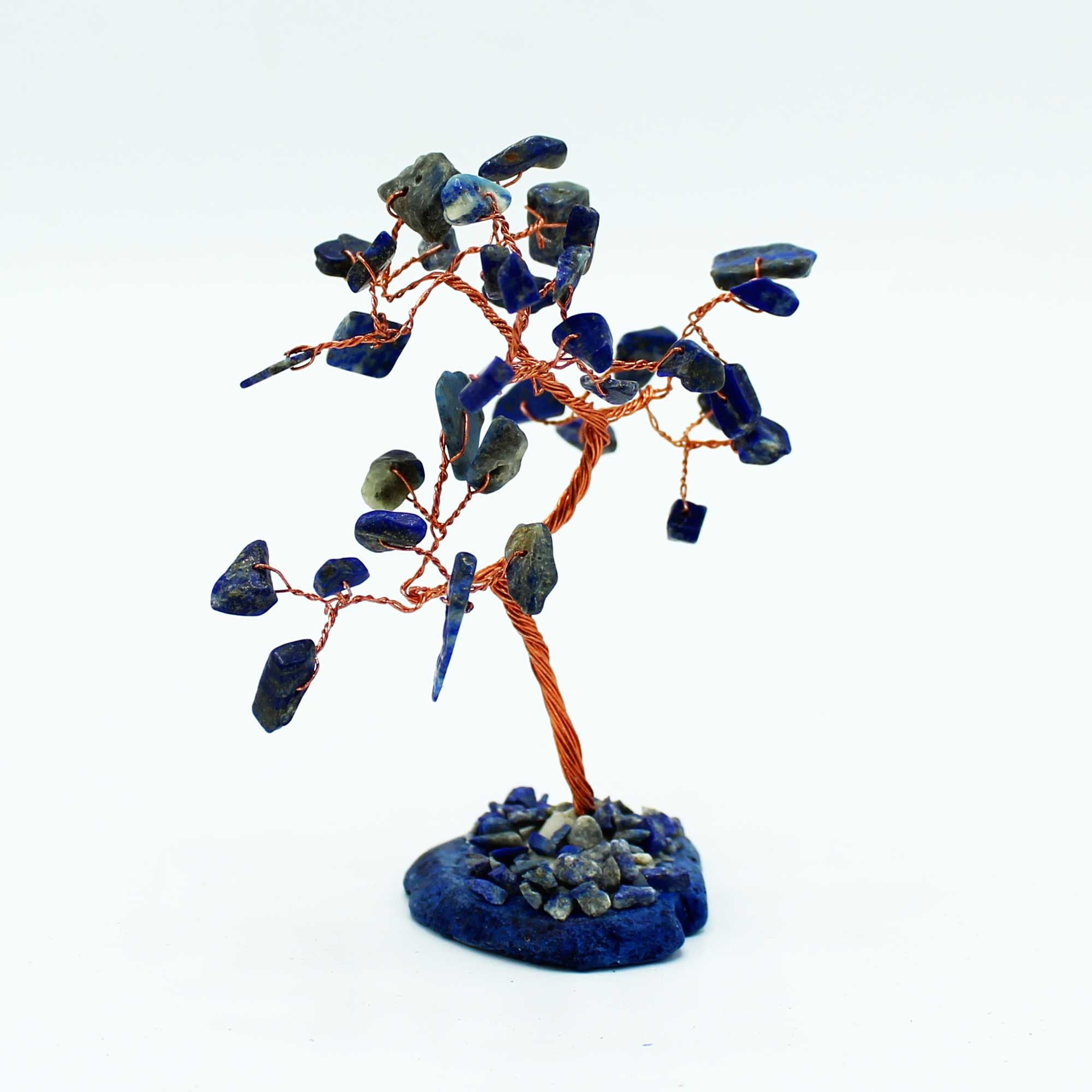 Árbol de Piedras Naturales Sodalita Base de Ágata Azul (35 Piedras)