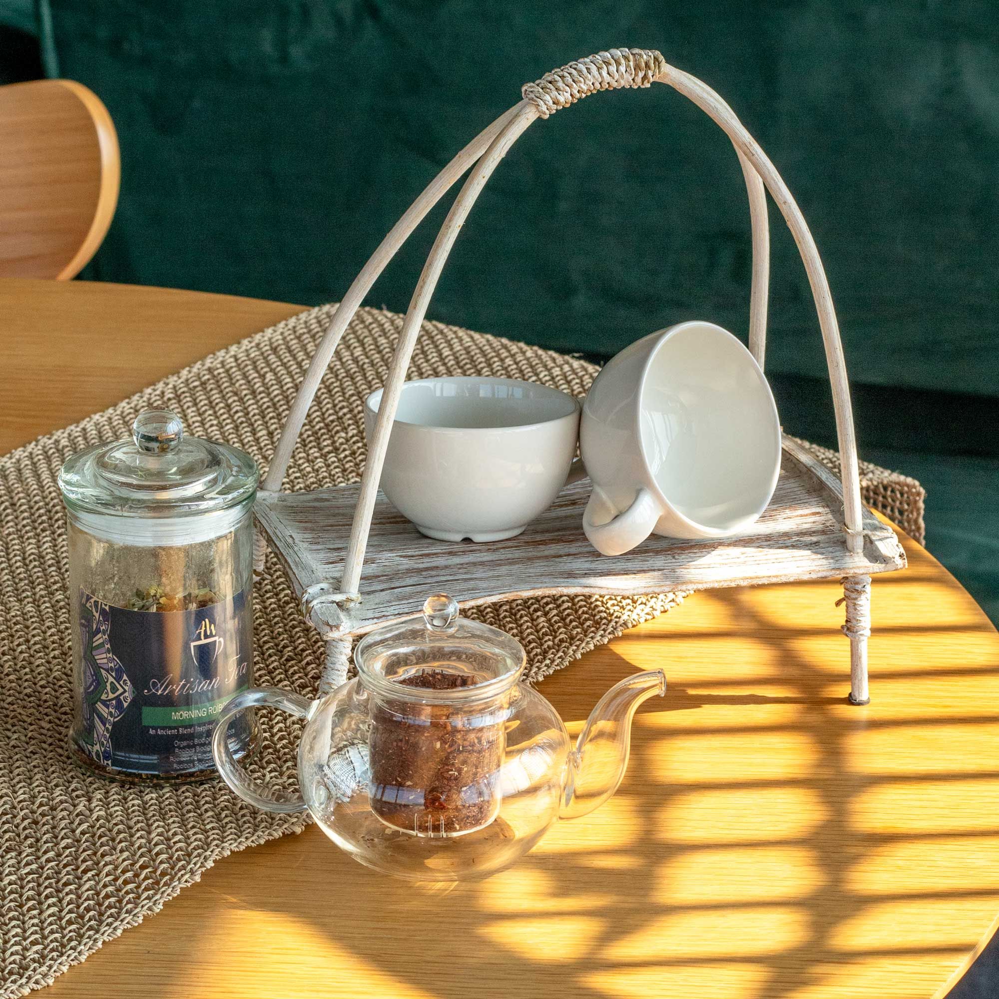 Suporte para chá em folha de coco – Acabamento branco