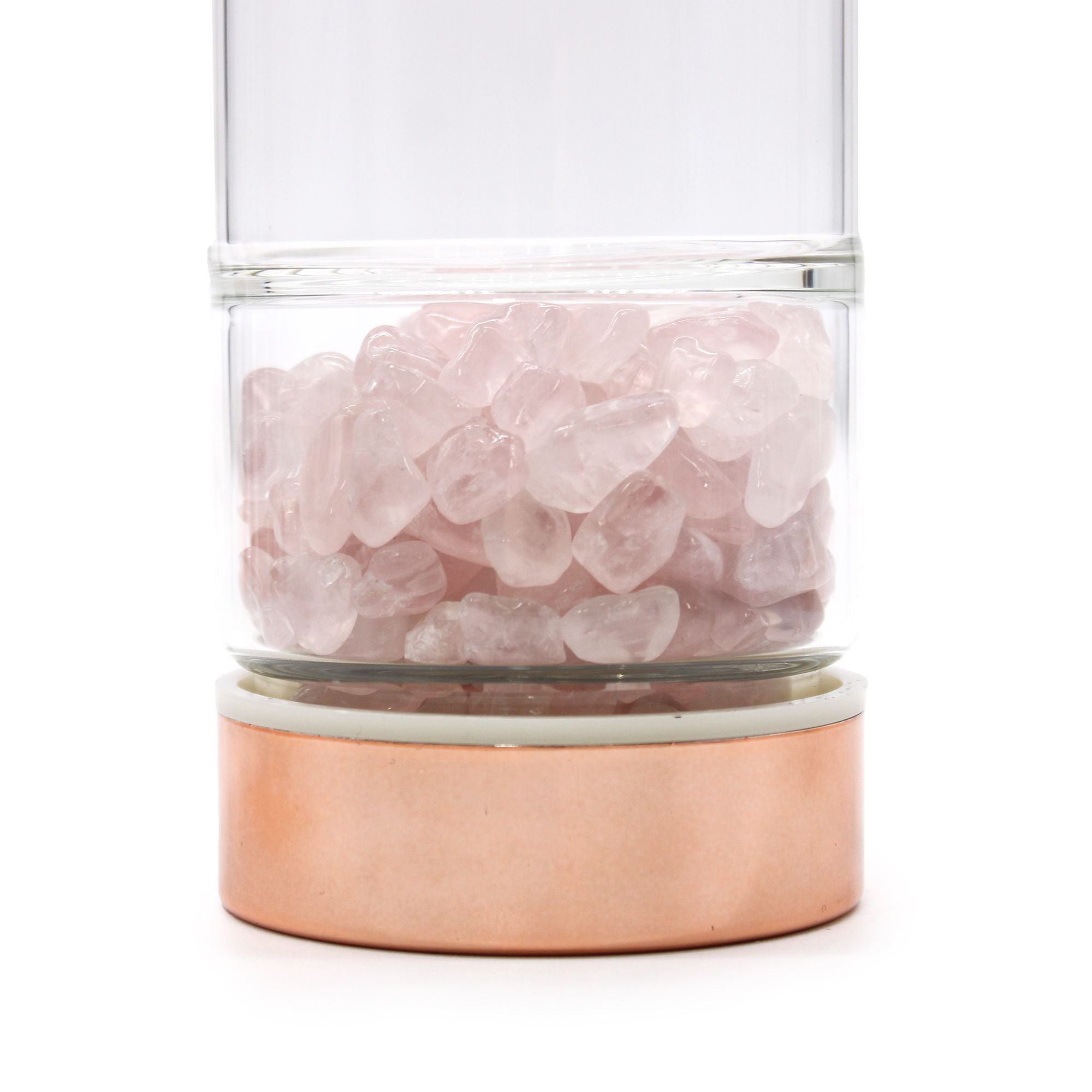 Garrafa de Vidro para Chá com Detalhe Ouro Rosa – Quartzo Rosa