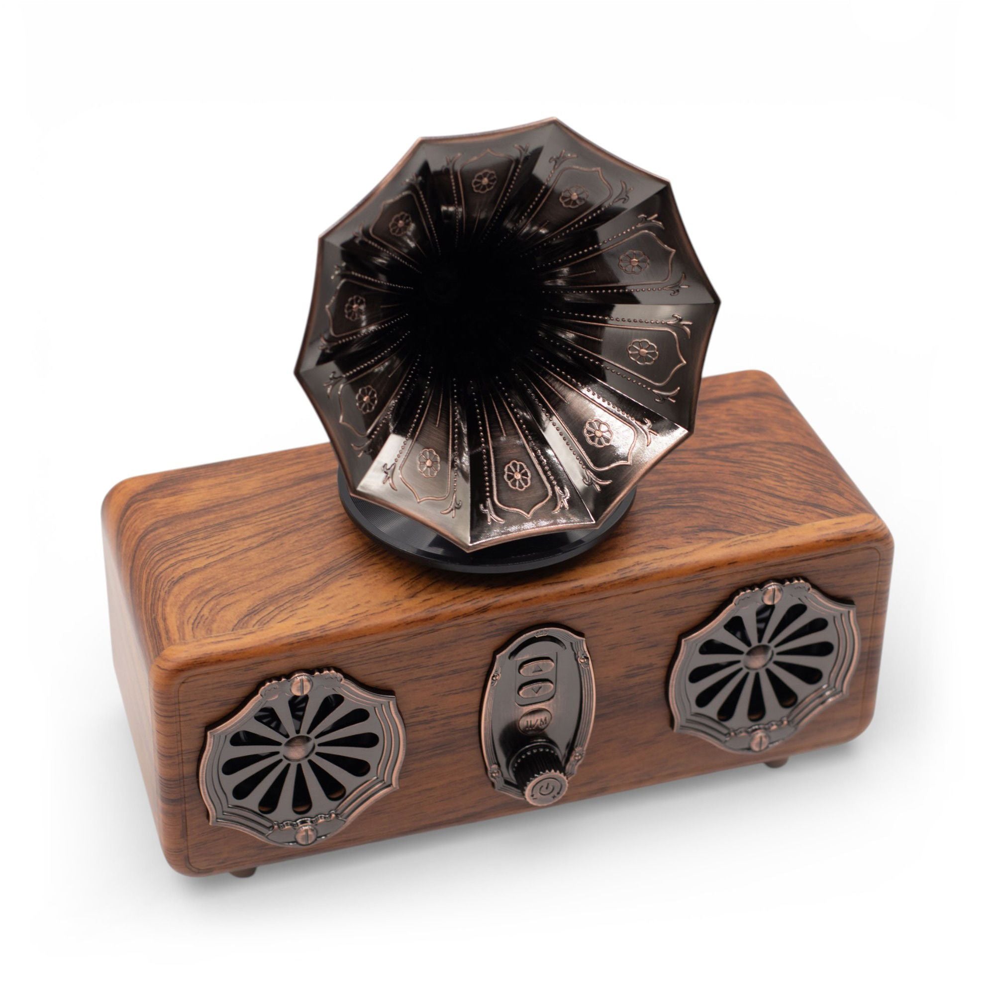 Coluna de Som Retro Gramofone Duplo Mini Bluetooth