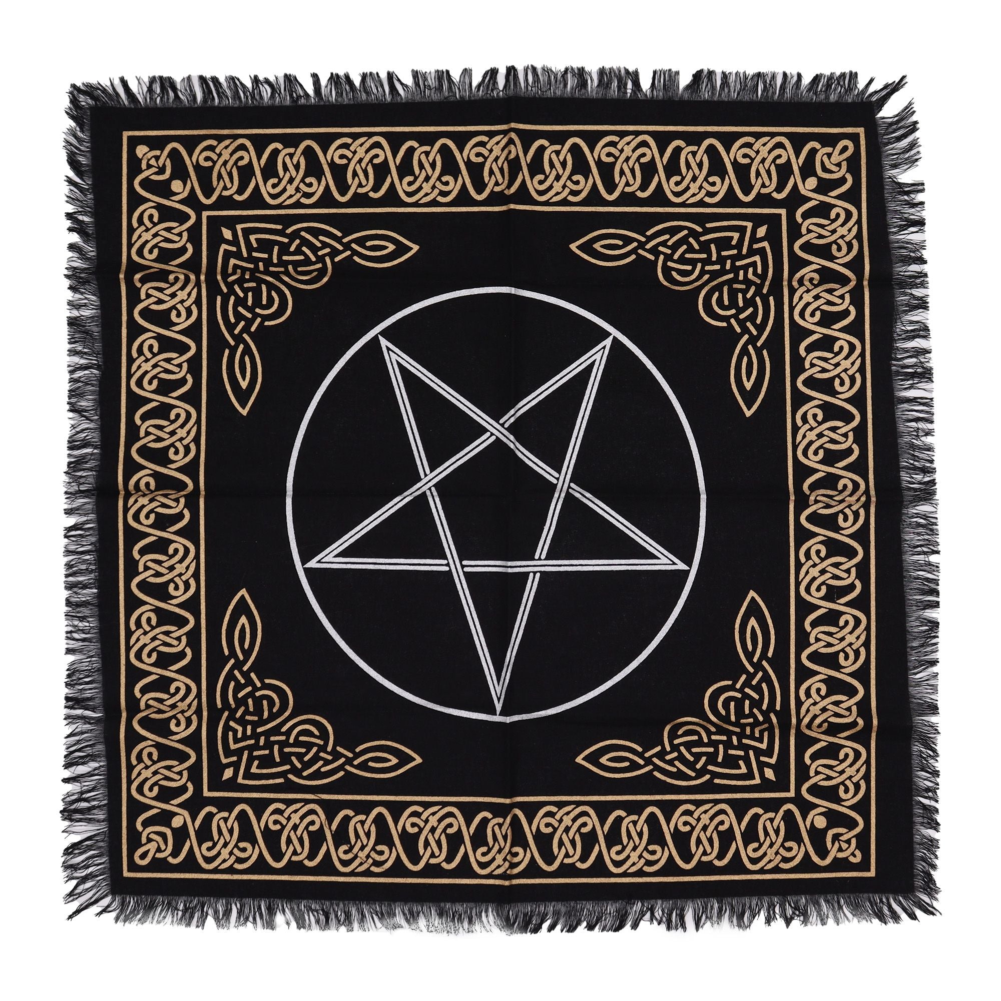 Toalha de Altar Esotérica com Franjas Pentagrama