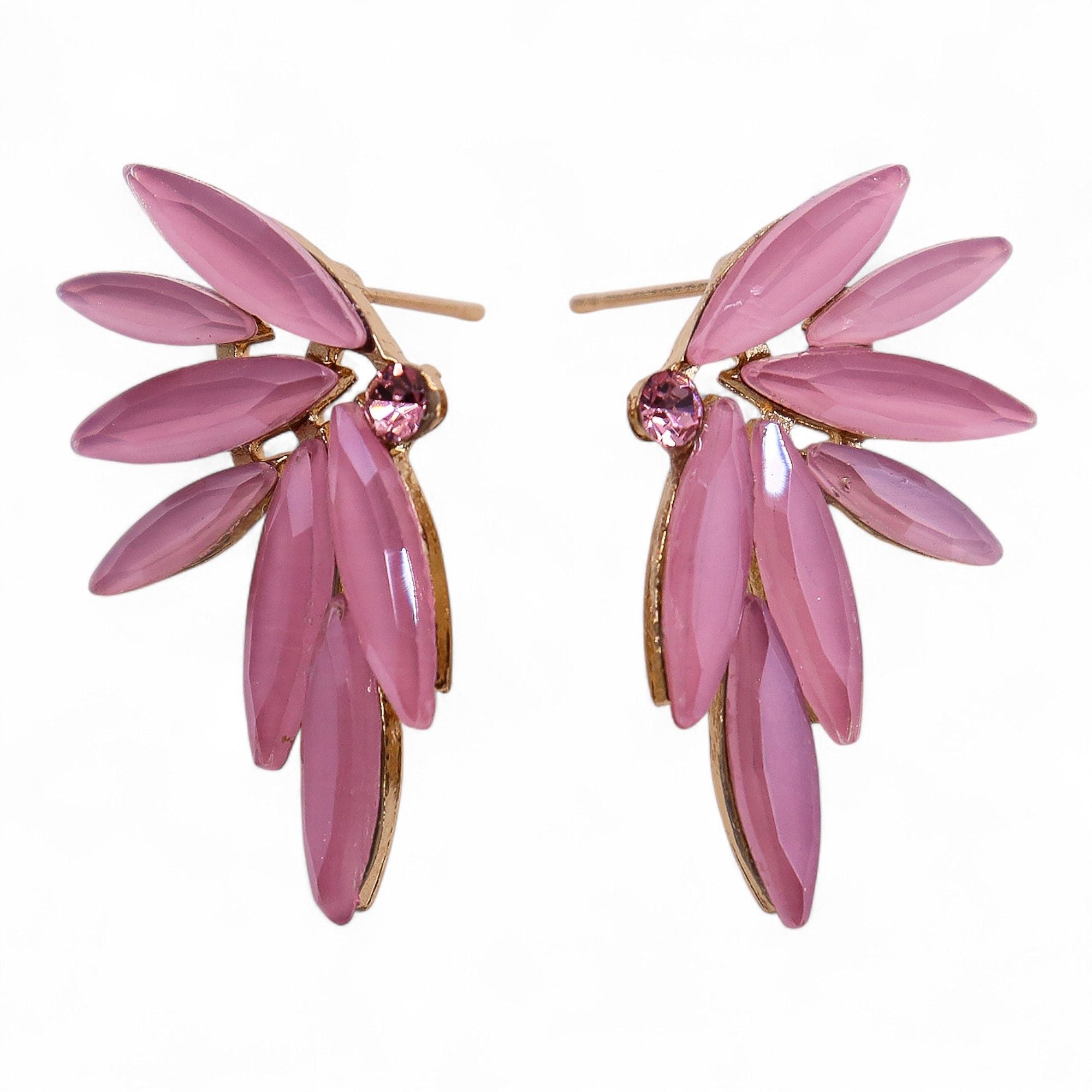 Brincos de Cristal Vintage - Fadas - Quartzo Rosa