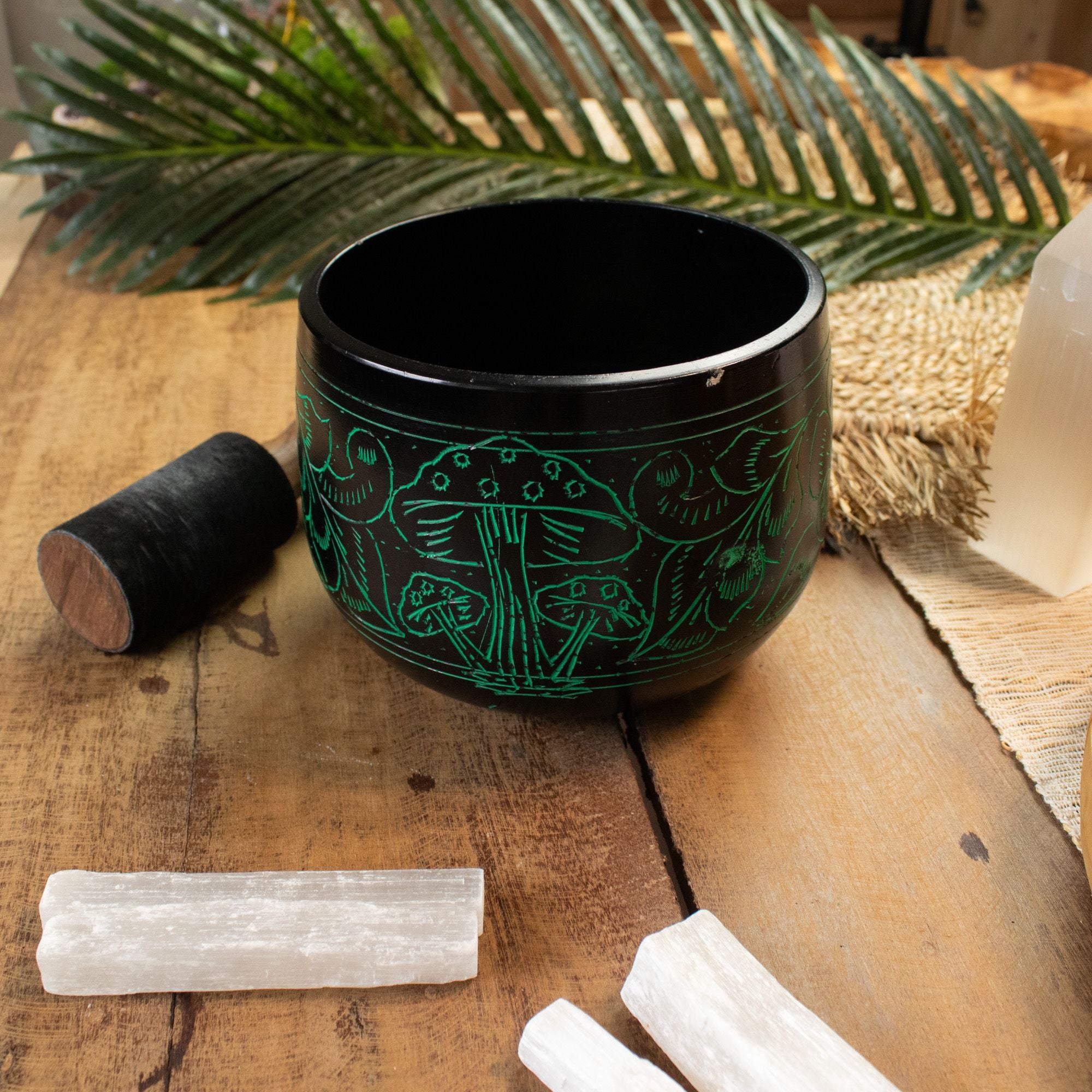 Taça Tibetana Tipo Caldeirão – Cogumelo Mágico – Verde