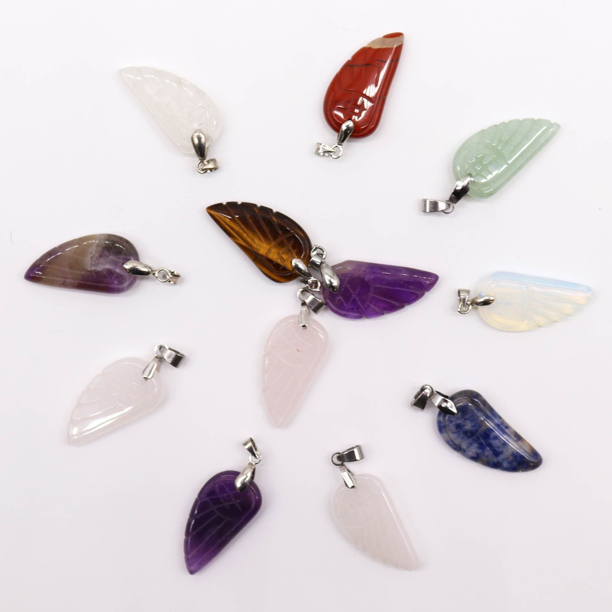 Pendentes Pedra Preciosa Asas de Anjo - 28x15mm