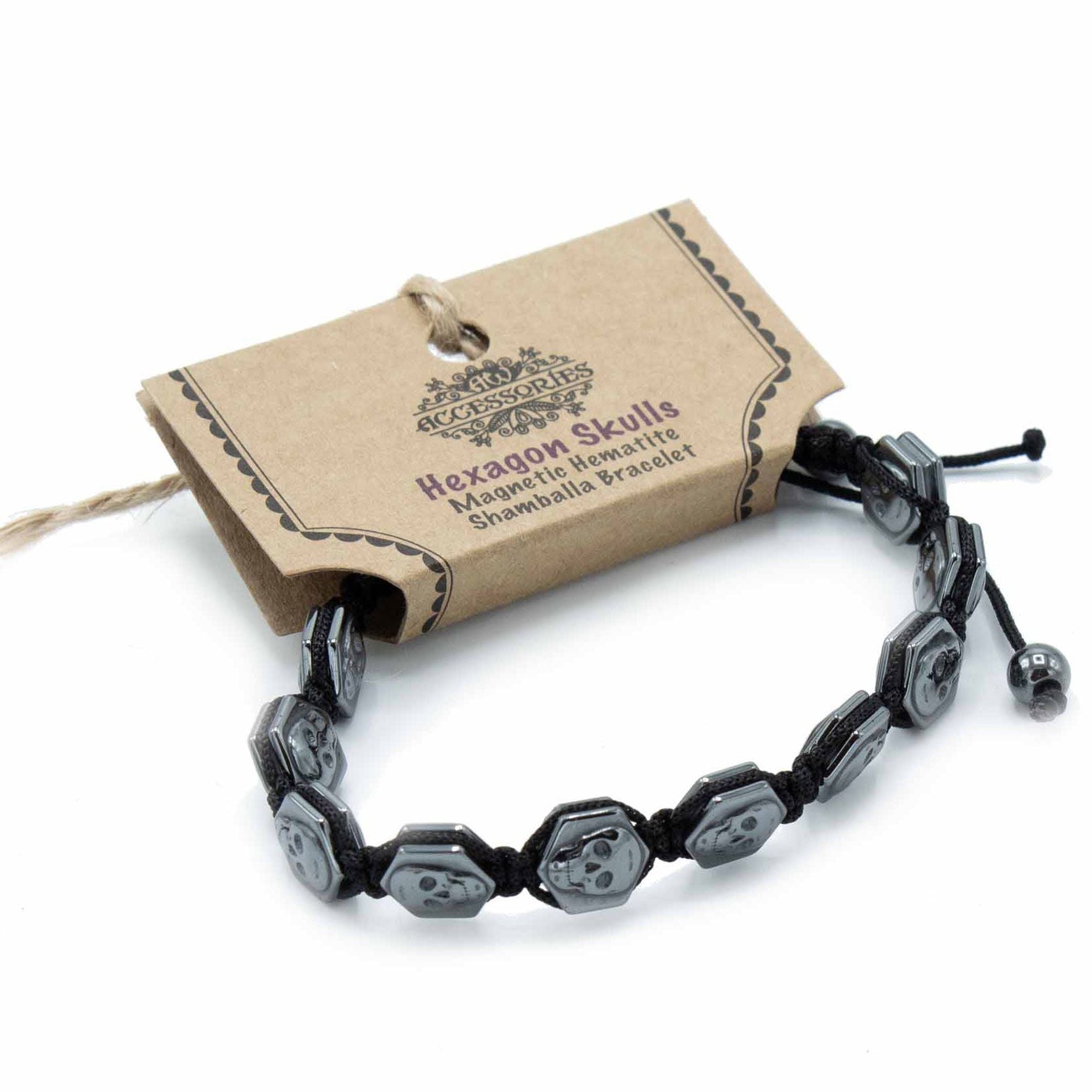 Shamballa Magnetic Hematite Bracelet – Hexagonal Skulls