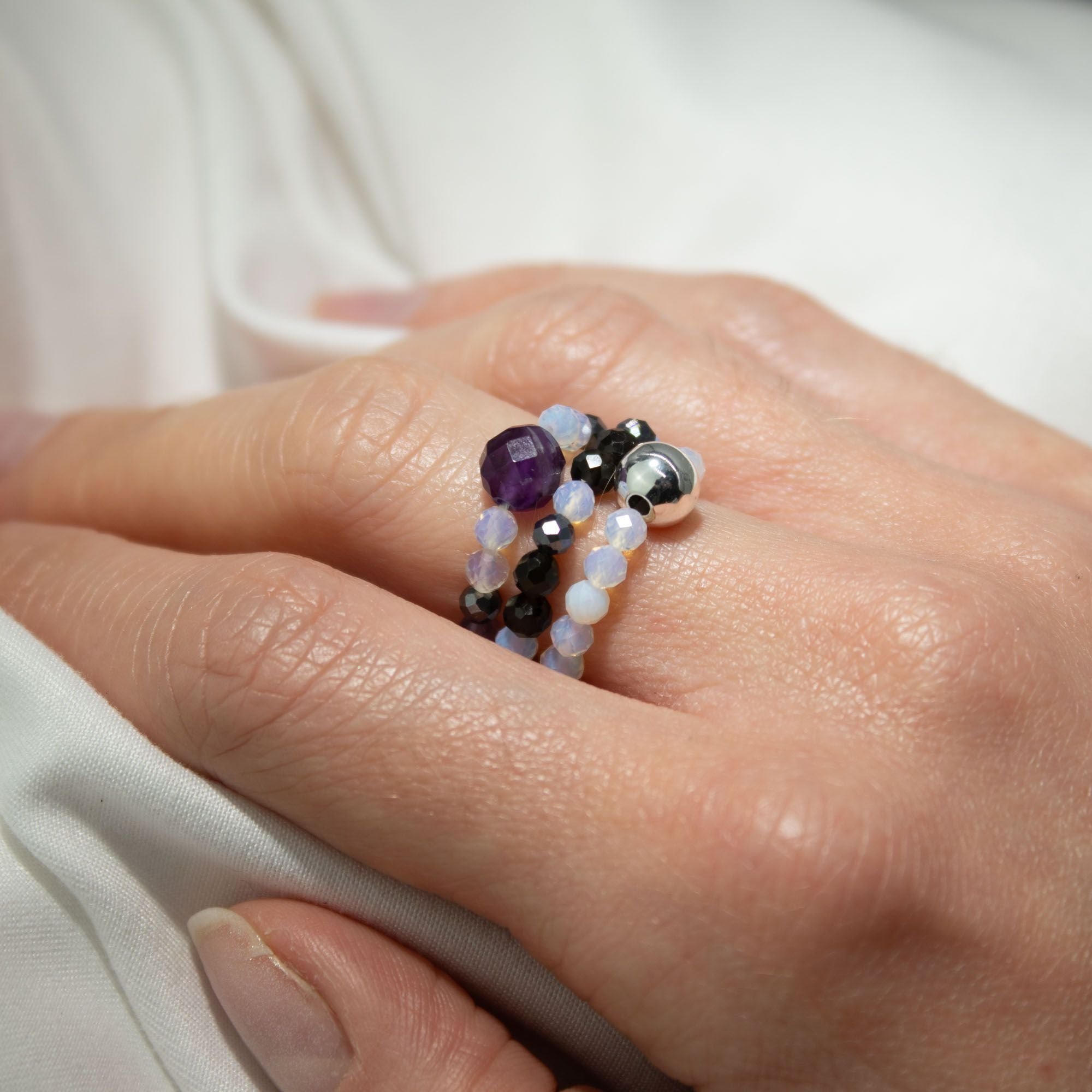 Conjunto de Anéis com Pedra Nymph – Lua Cheia