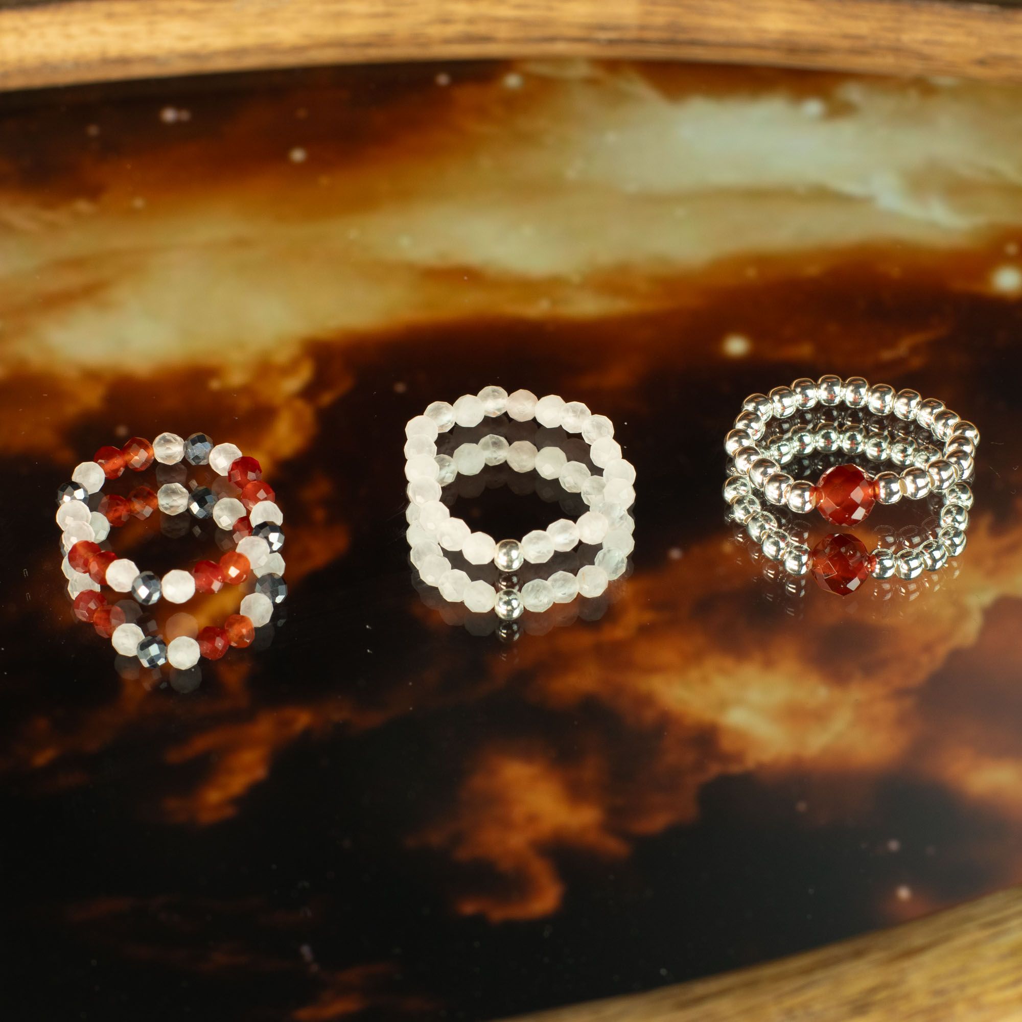 Conjunto de Anéis com Pedra Nymph – Amor e Fogo
