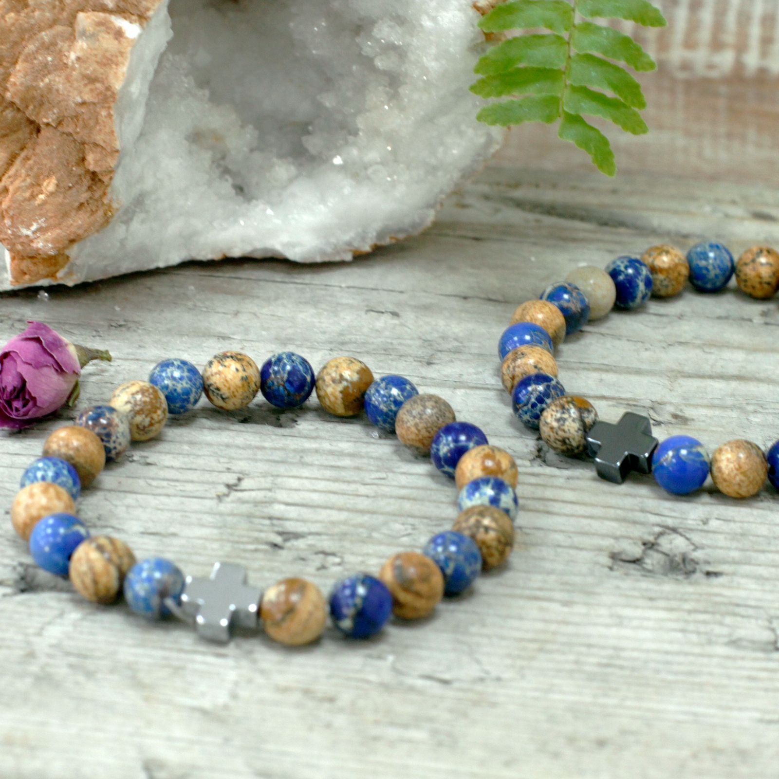 Set of 2 Natural Stone Bracelets – Rainbow