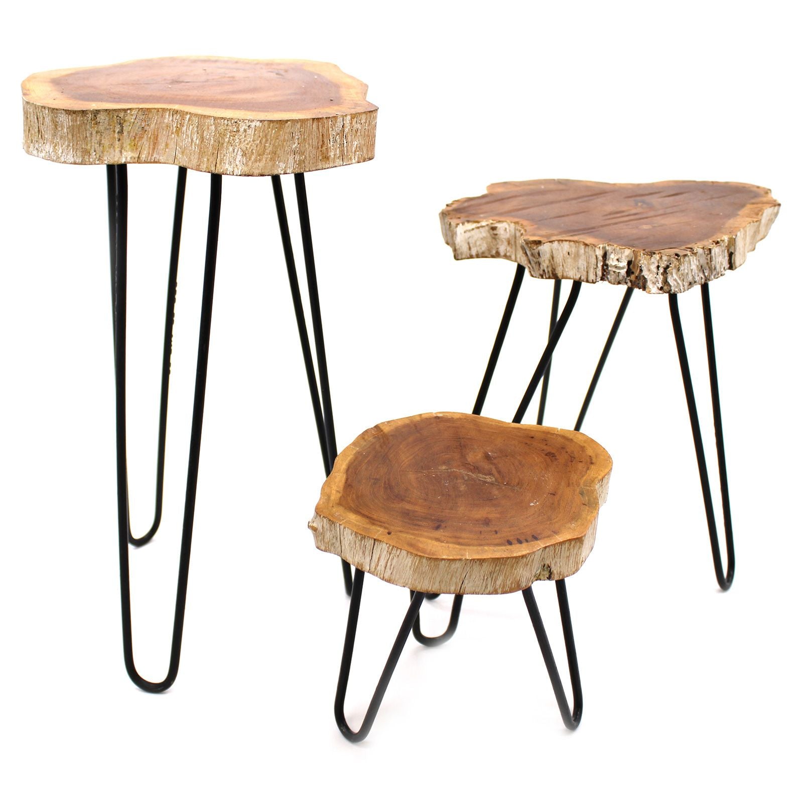 Conjunto de Vasos em Madeira Gamell Whitewash