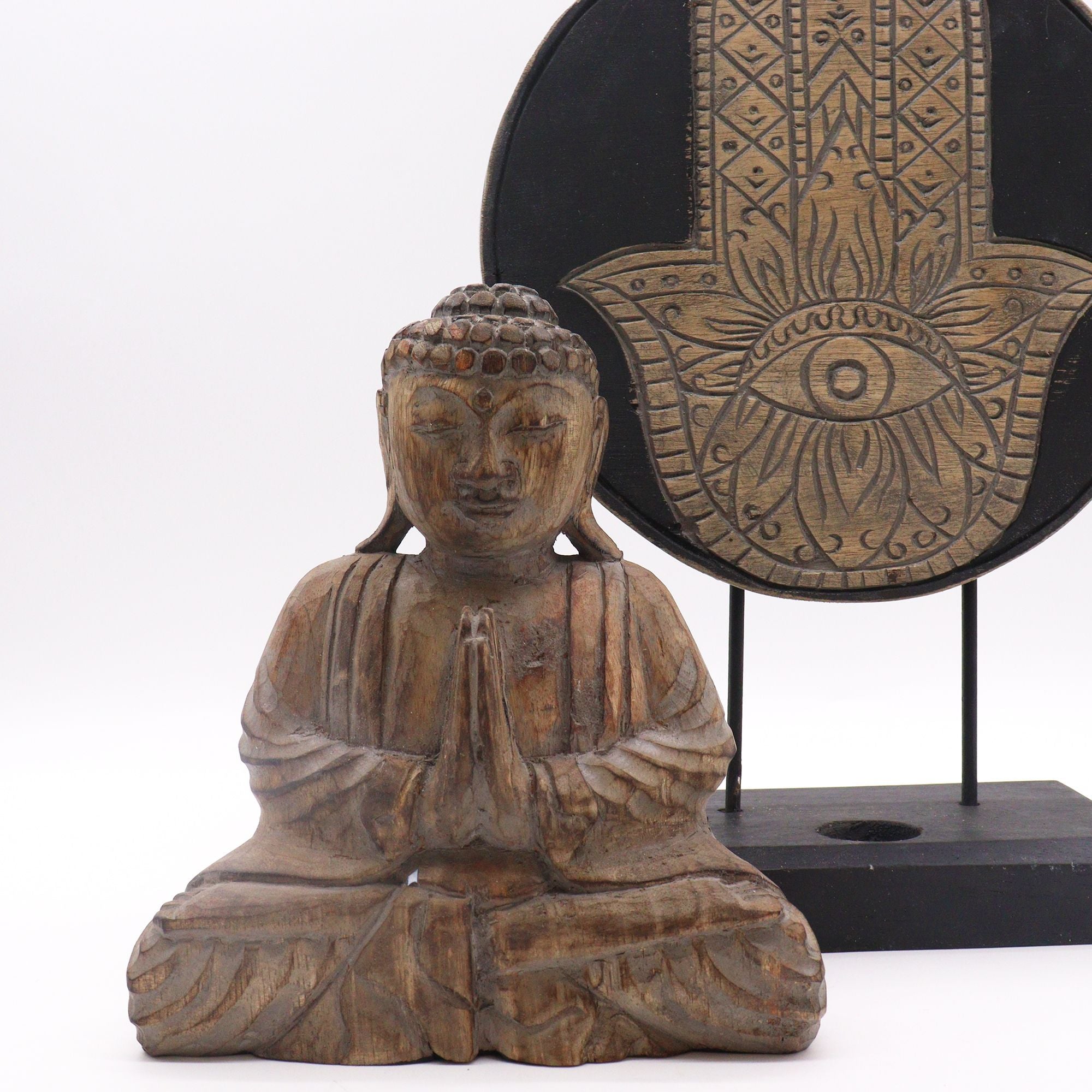 Conjunto Feng Shui Buda Hamsa Cinzento