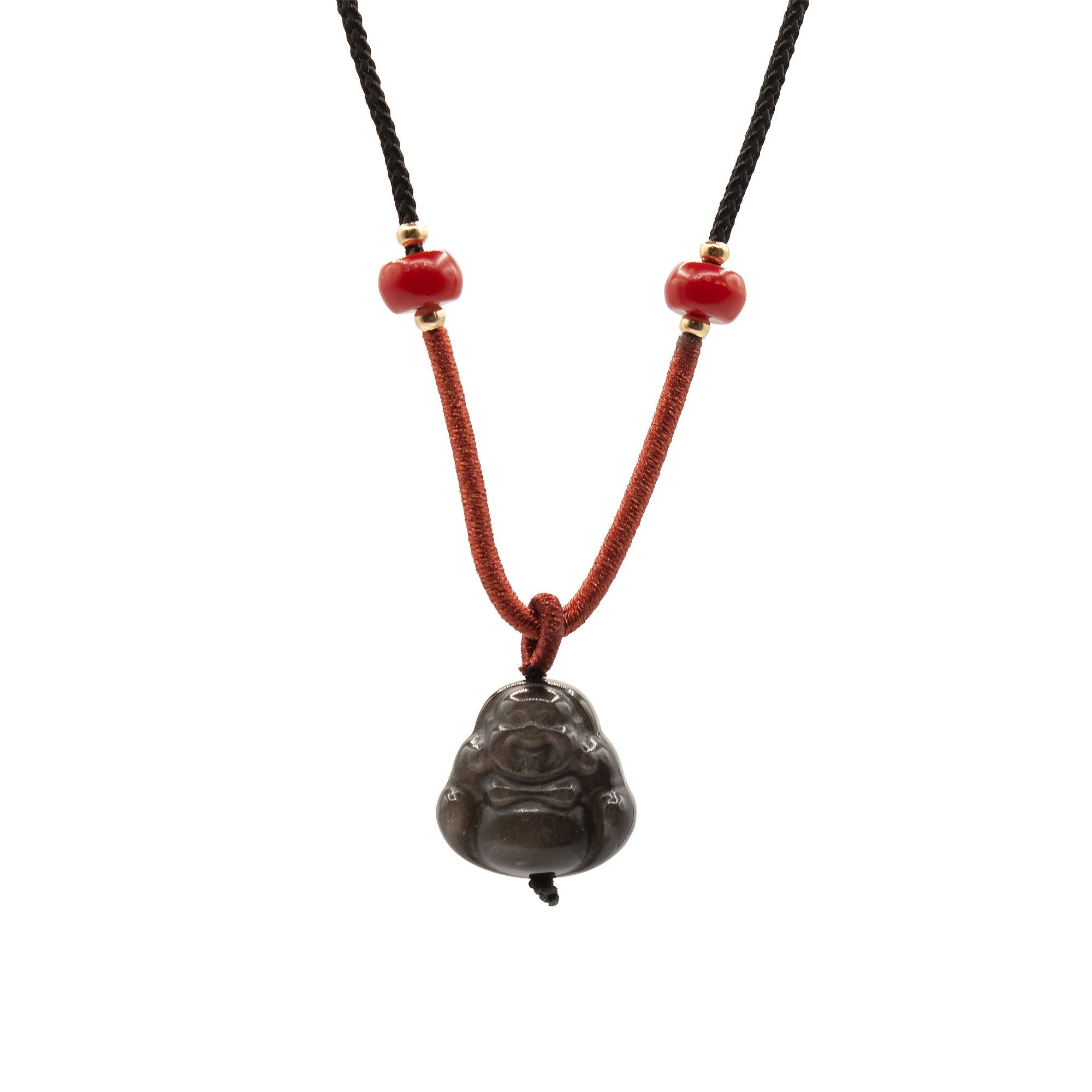 Pendentes de Pedra Preciosa - Buda de Obsidiana Prateada