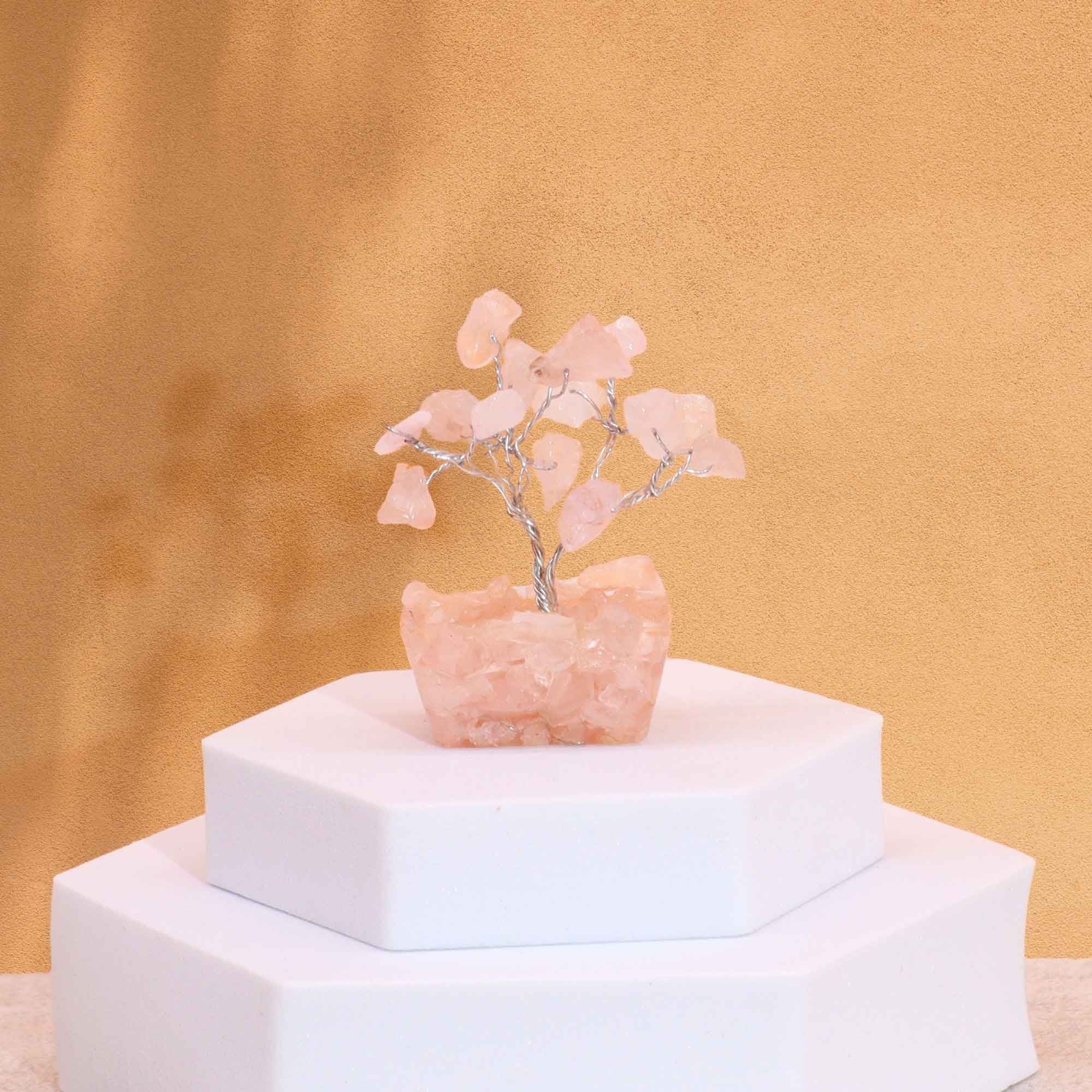 Mini Natural Stone Tree Orgonite Base Rose Quartz (15 Stones)