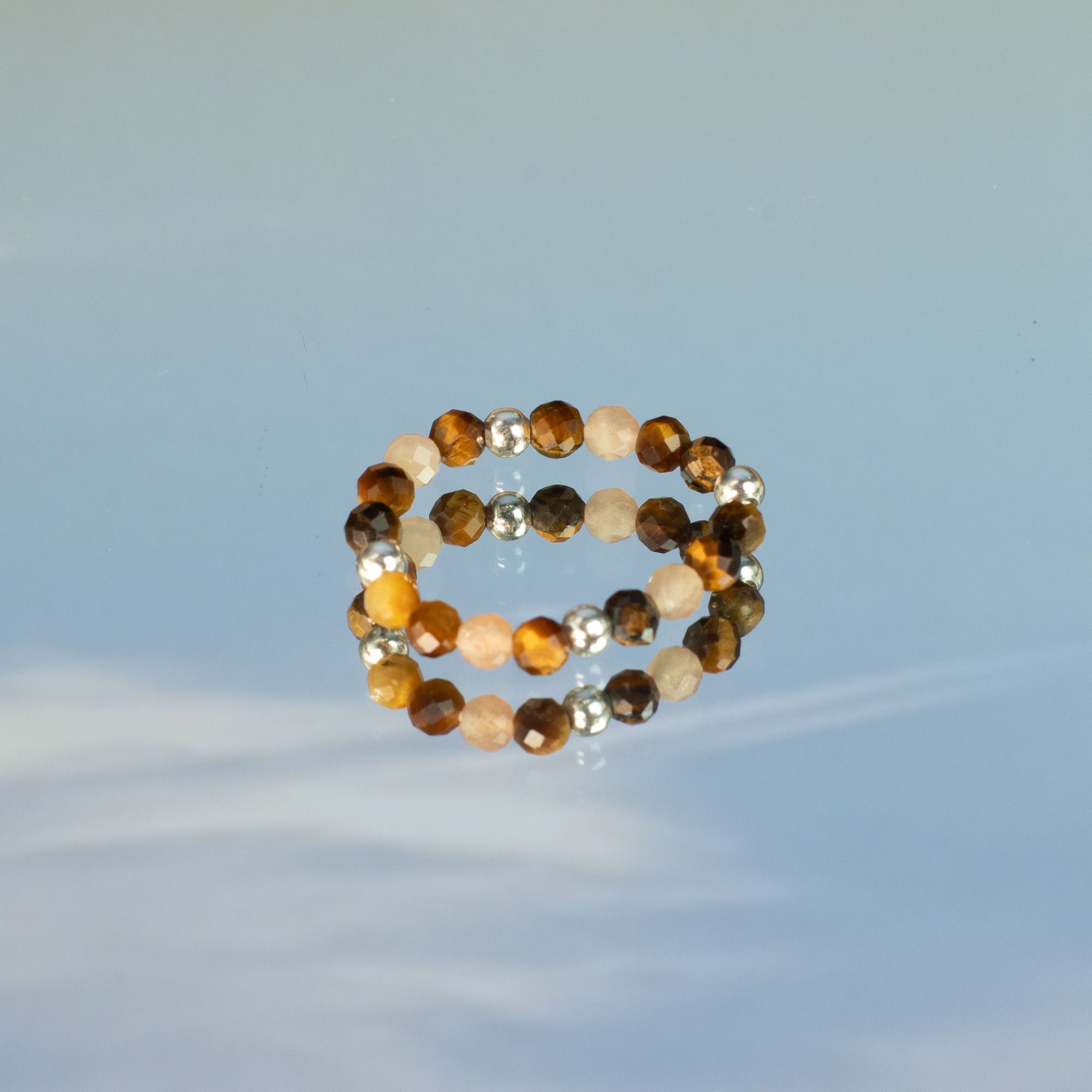 Conjunto de Anéis com Pedra Nymph – Pôr do Sol Marinho