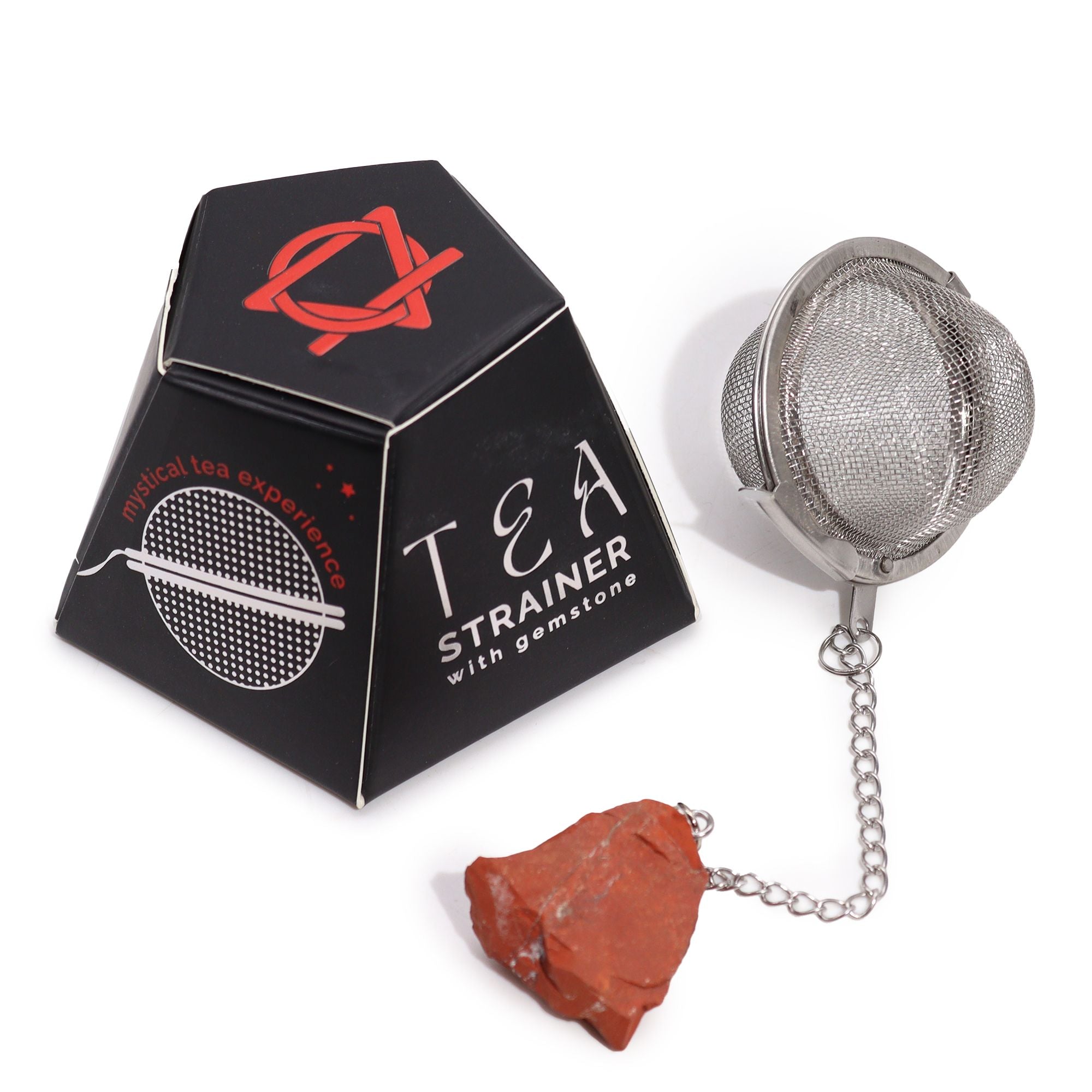 Infusor de Chá com Pedra Natural em Cristal Bruto – Jaspe Vermelho