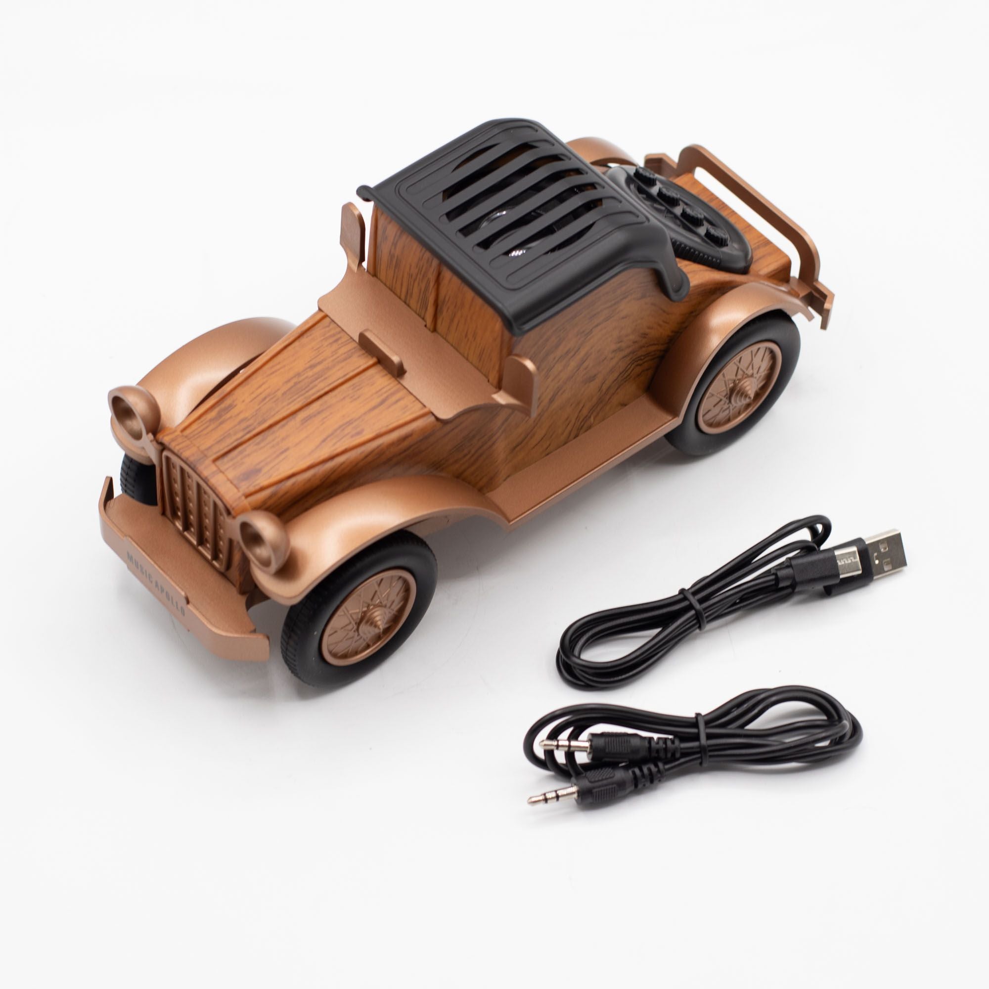 Coluna de Som Retro para Carro com Suporte de Telemóvel Bluetooth