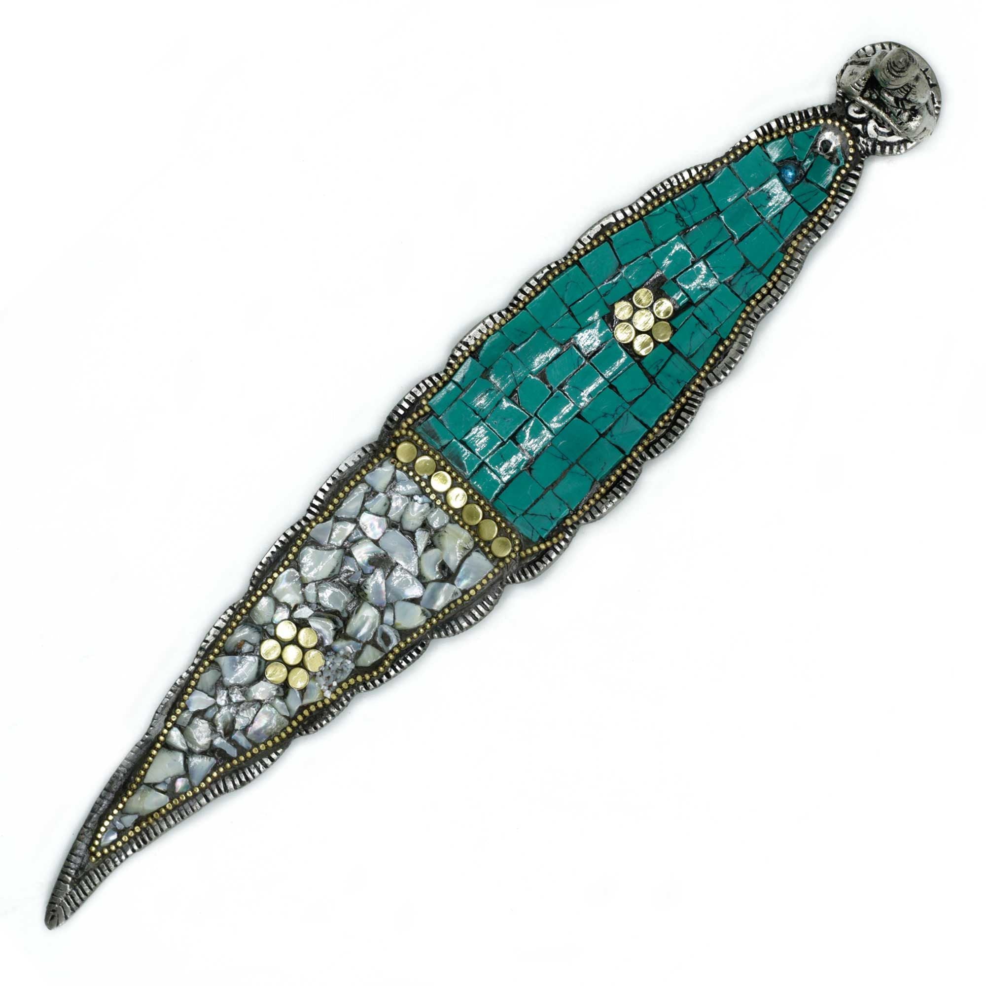 Tibetan Incense Holder Long Leaf with Buddha