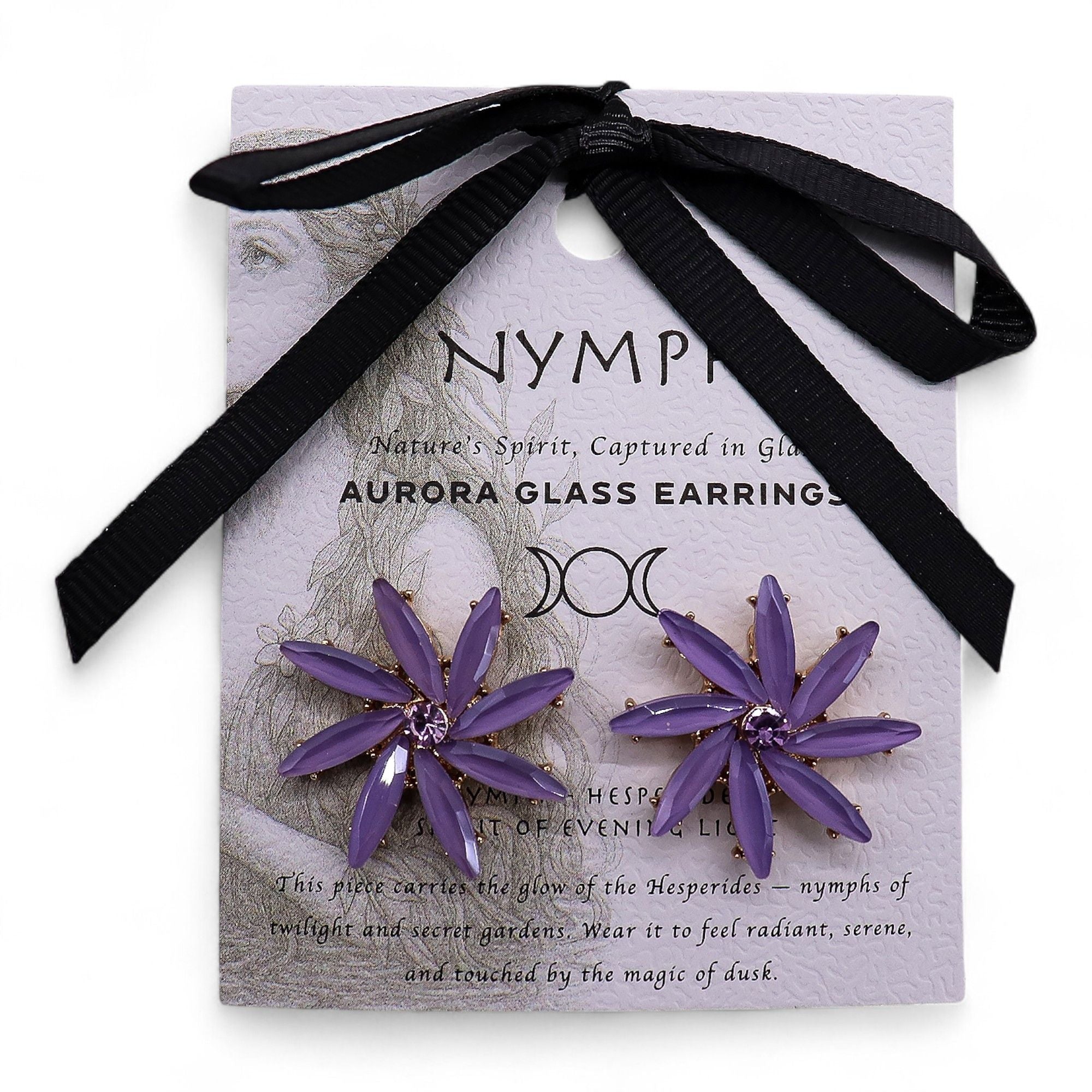 Vintage Crystal Earrings - Flowers - Lavender