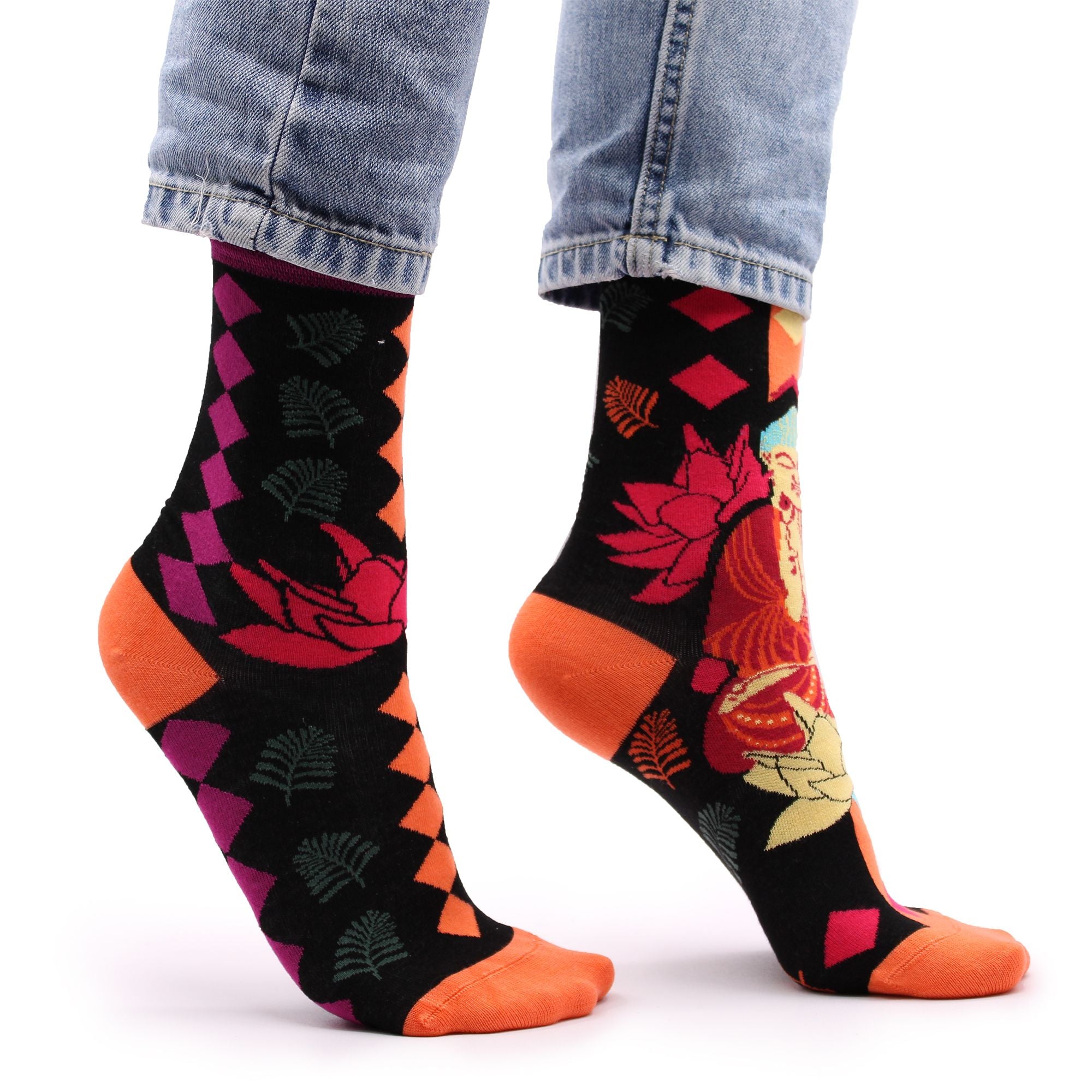 Meias de bambu Hop Hare S/M - Buda Rosa e Lótus