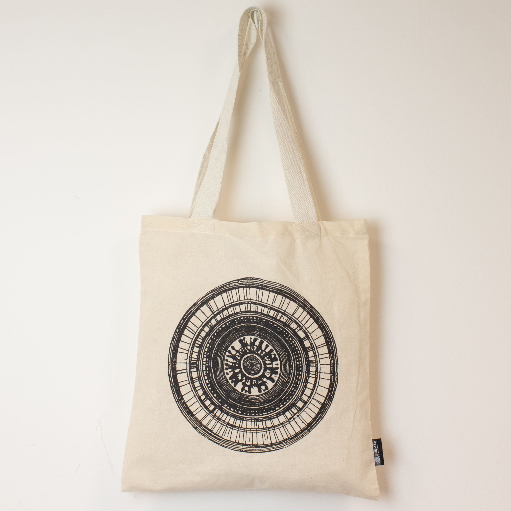Bolsa Tote em Algodão Nomad Sari Mandala Urbana Natural 40 x 37 cm