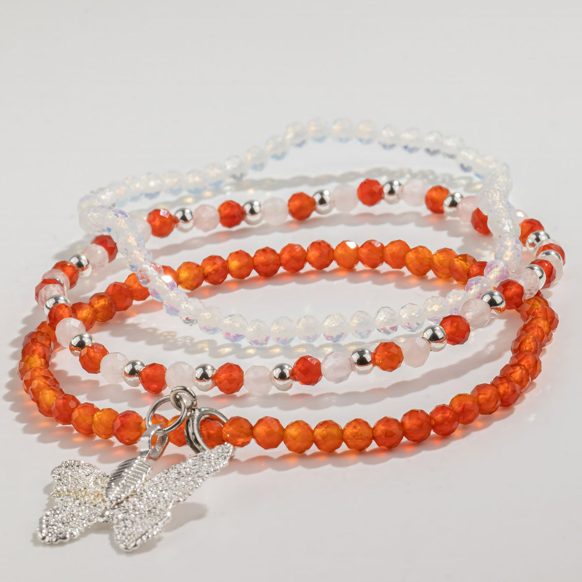 Conjunto de 3 Pulseiras Nymph Spirit com Pedras Naturais - Lua de Sangue
