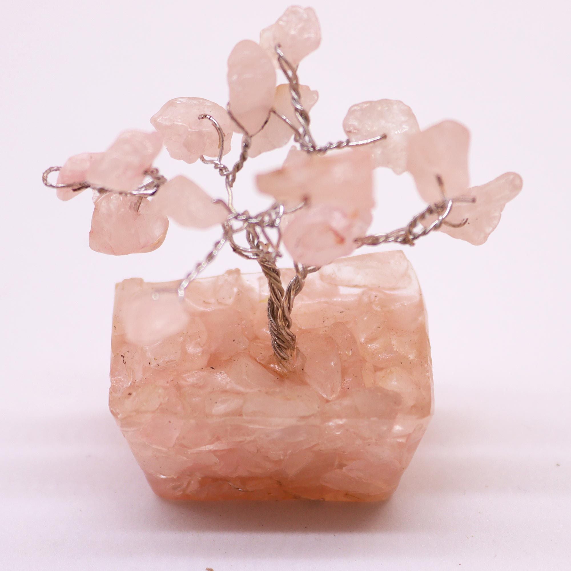 Mini Natural Stone Tree Orgonite Base Rose Quartz (15 Stones)