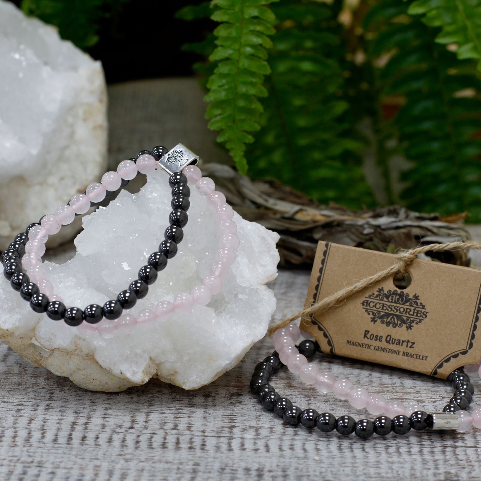 Magnetic Bracelet in Natural Stones - Rose Quartz