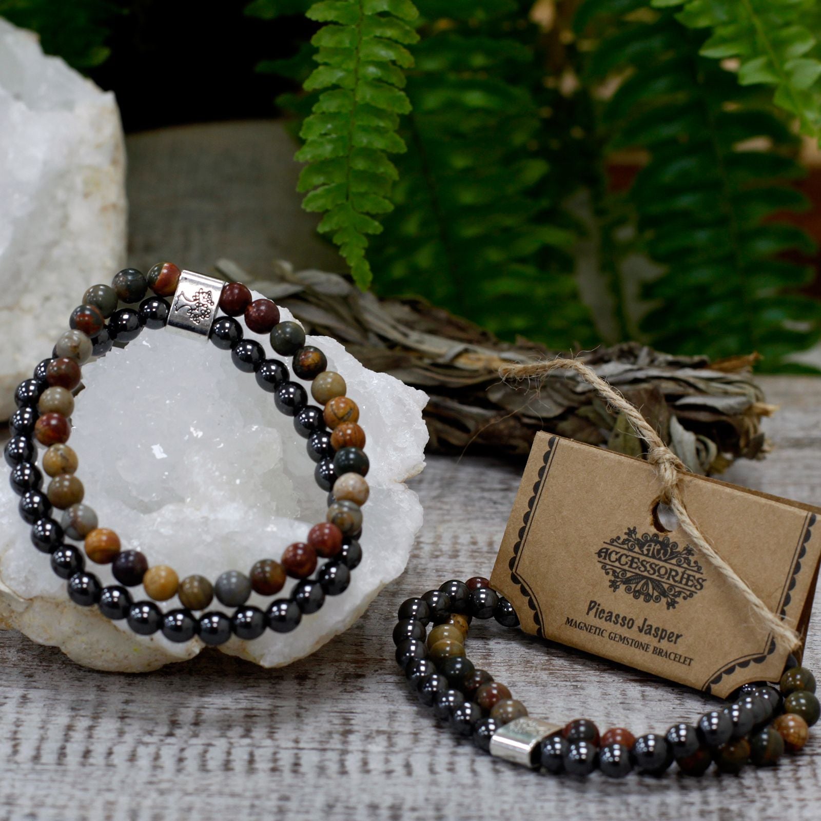 Pulseira Magnética em Pedras Naturais – Jaspe Picasso
