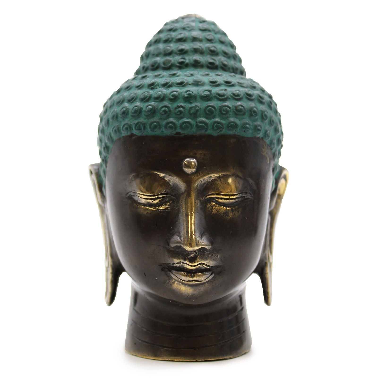 Cabeça de Buda Grande em Latão Envelhecido