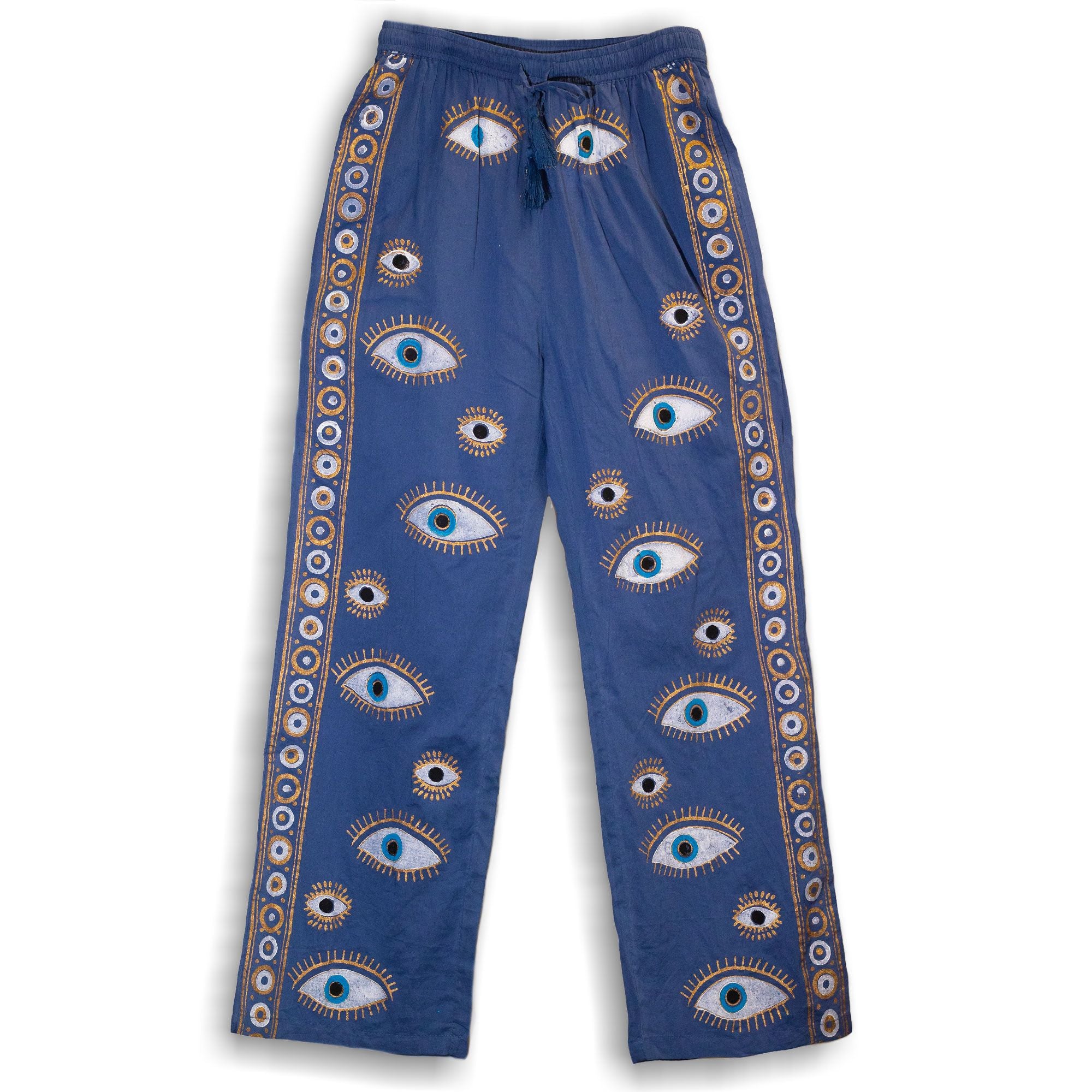 Calças Nomad Sari Mediterrâneo M/L - Olho Turco Azul Intenso e Dourado
