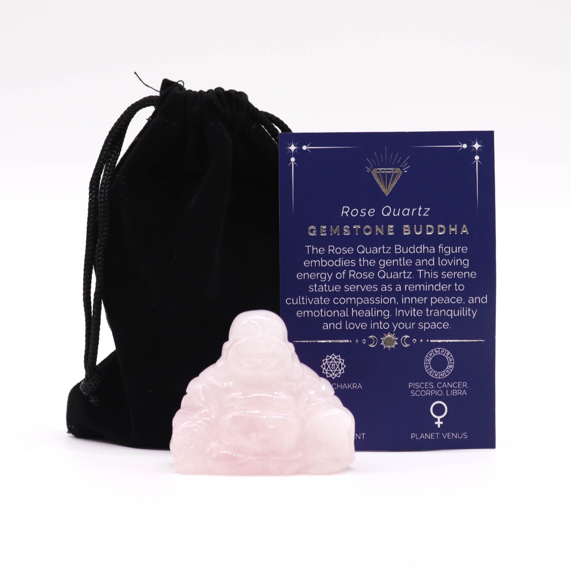 Buda Grande em Pedra Natural Quartzo Rosa (50x40x20mm)
