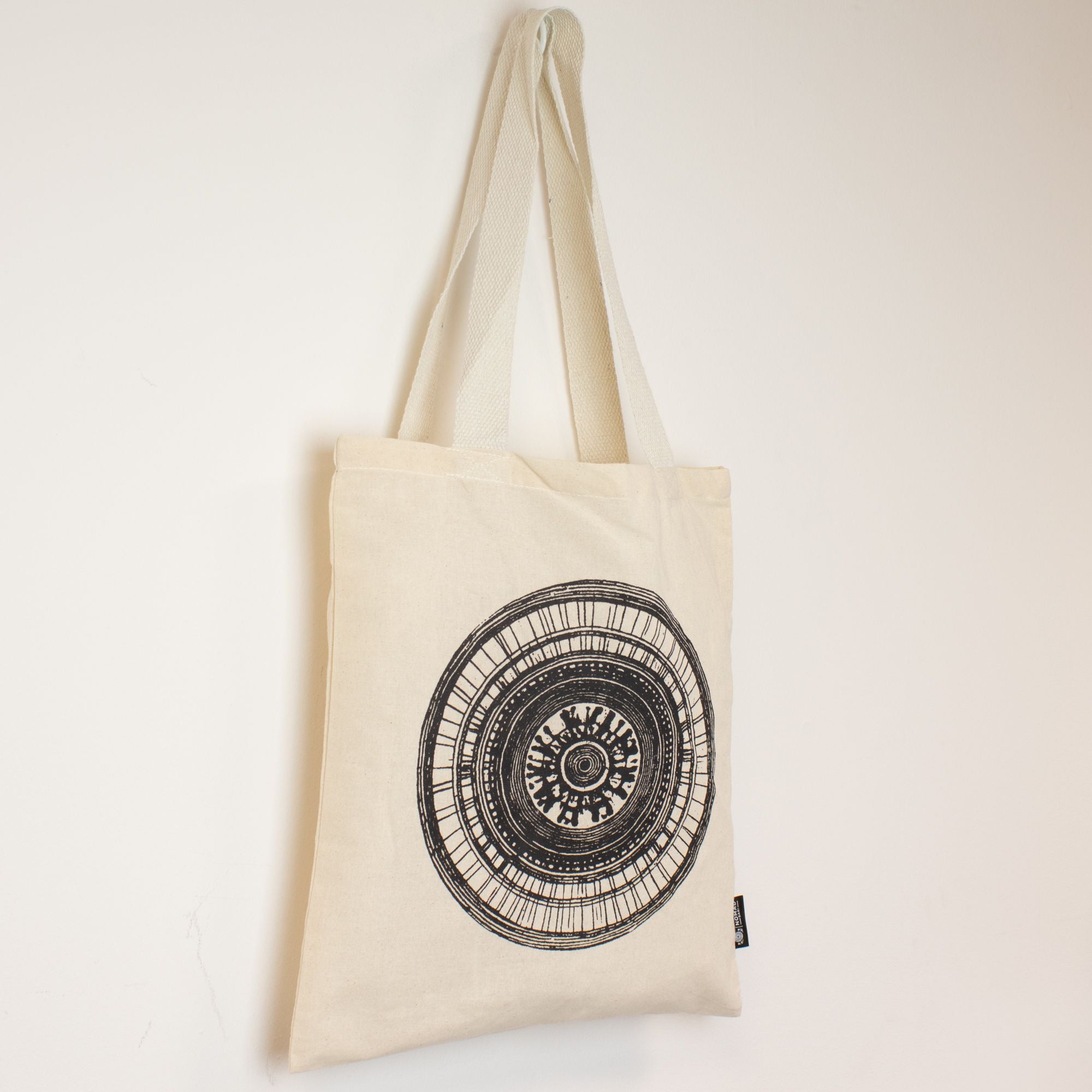 Bolsa Tote em Algodão Nomad Sari Mandala Urbana Natural 40 x 37 cm