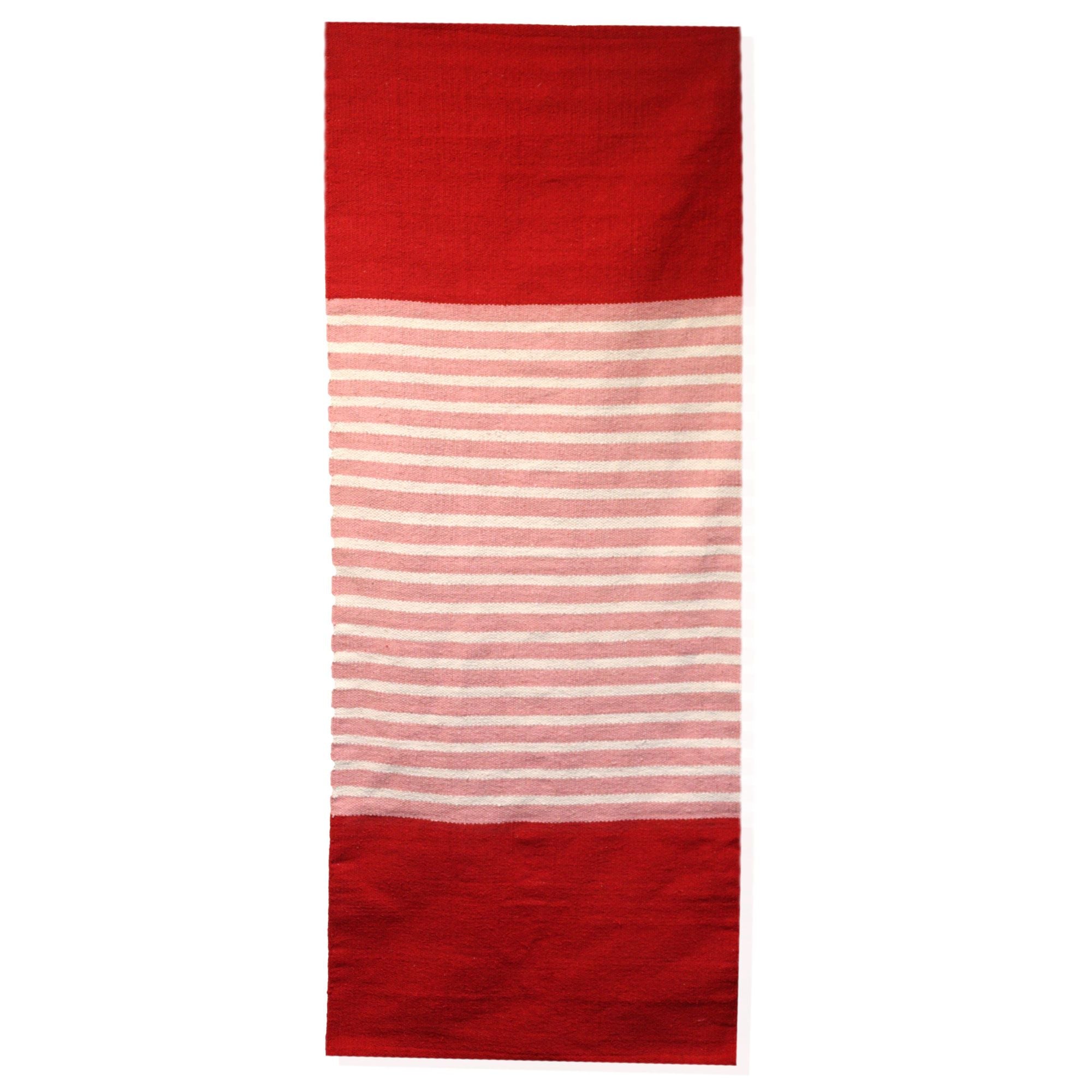 Tapete Indiano em Algodão Vermelho e Rosa