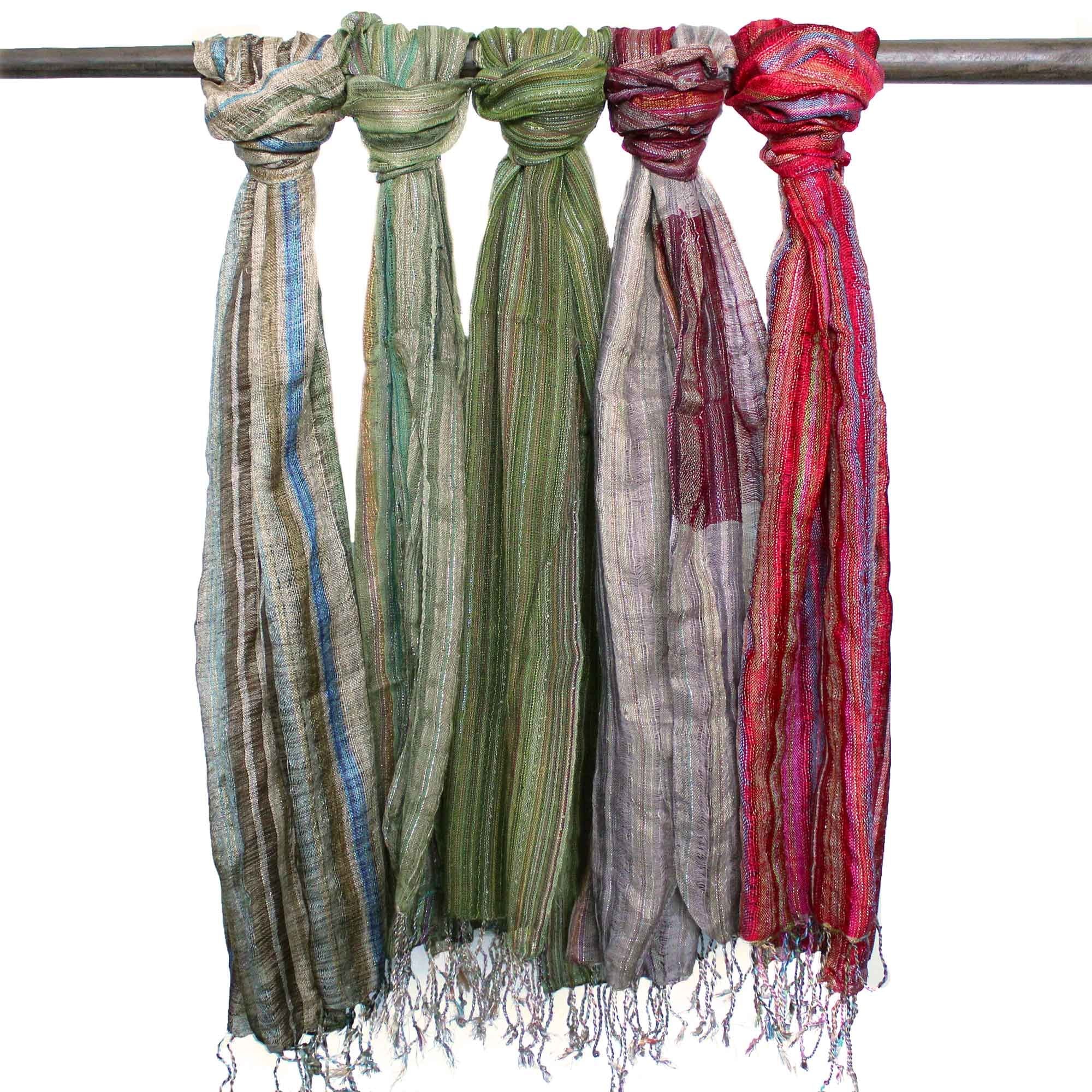 Cachecol boémio indiano - Verdes aleatórios - 50x180 cm