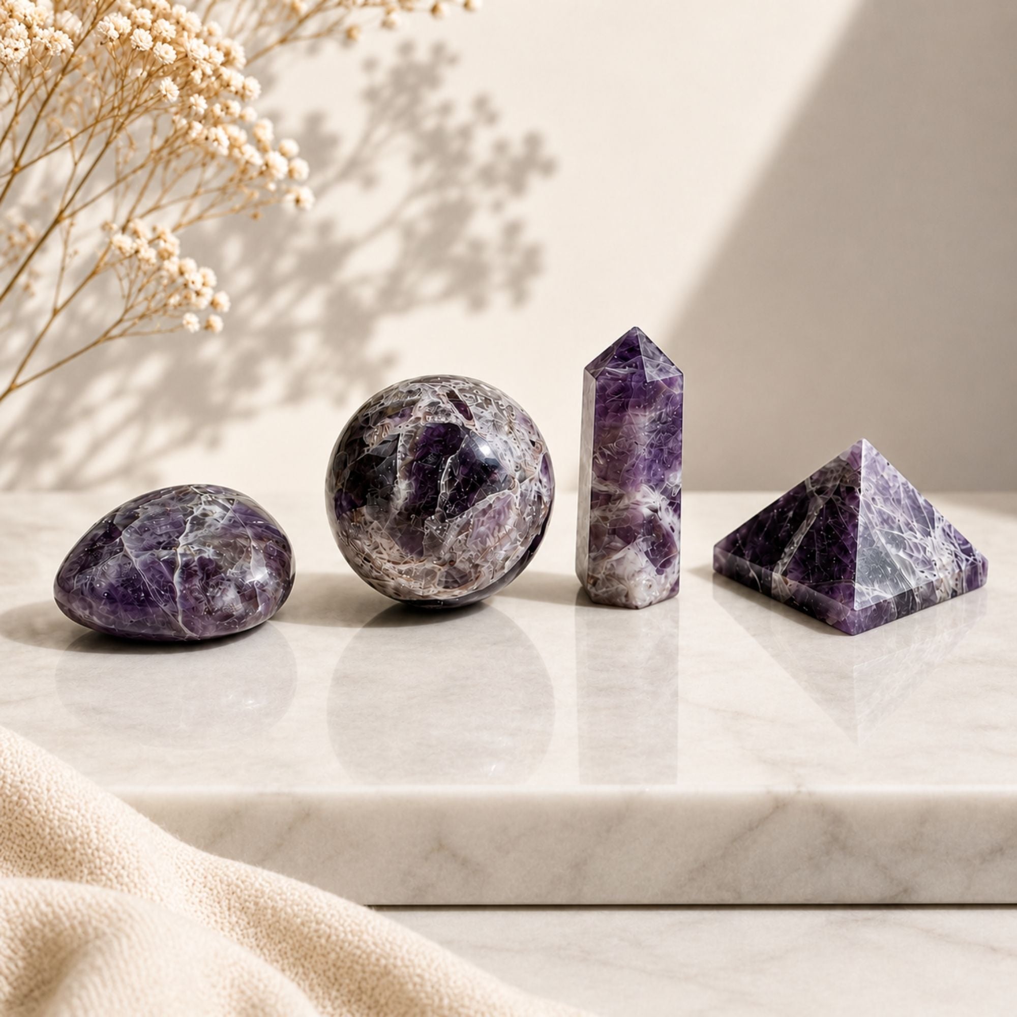 Cuatro formas en piedra preciosa – Amatista