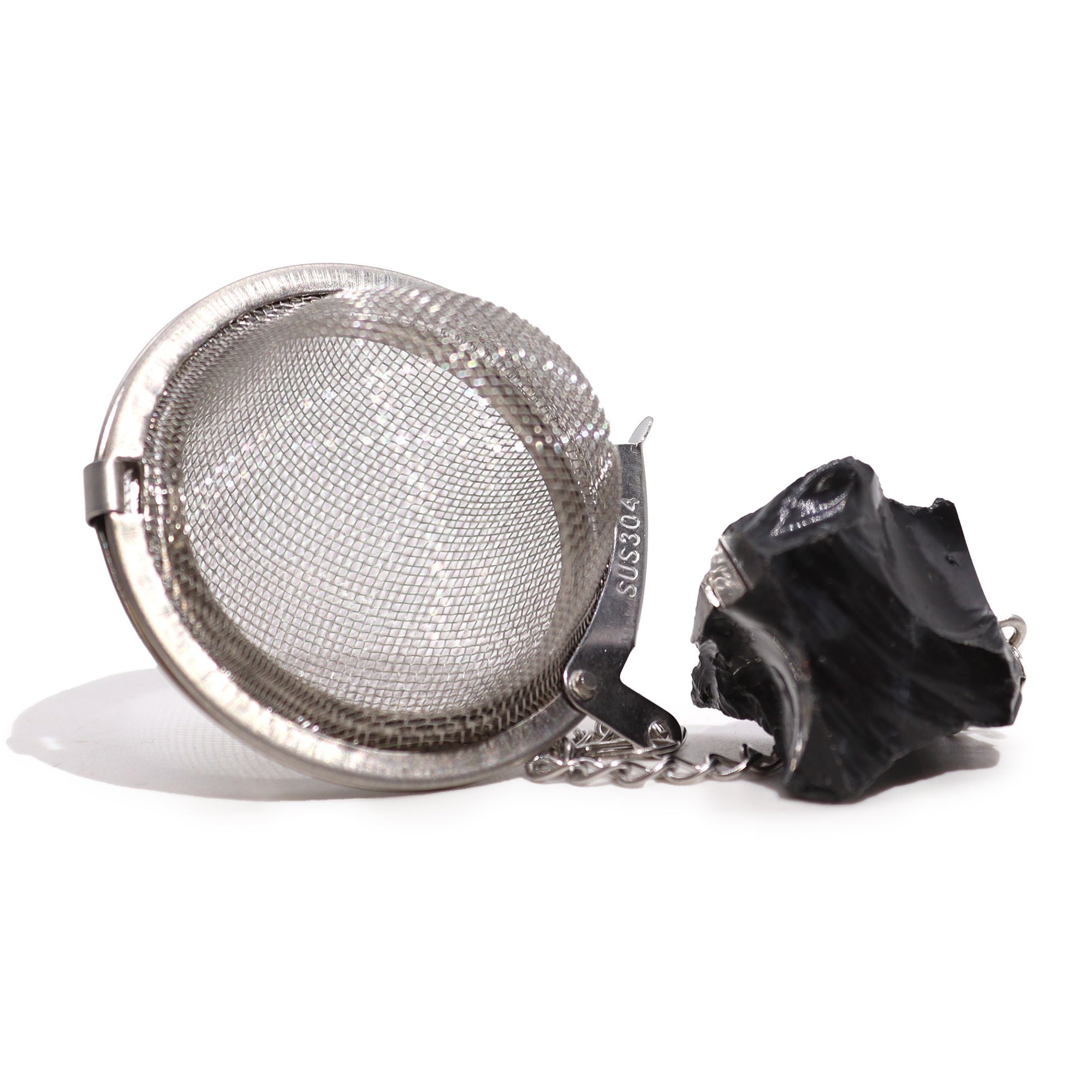 Infusor de Chá com Pedra Natural em Cristal Bruto – Obsidiana Negra