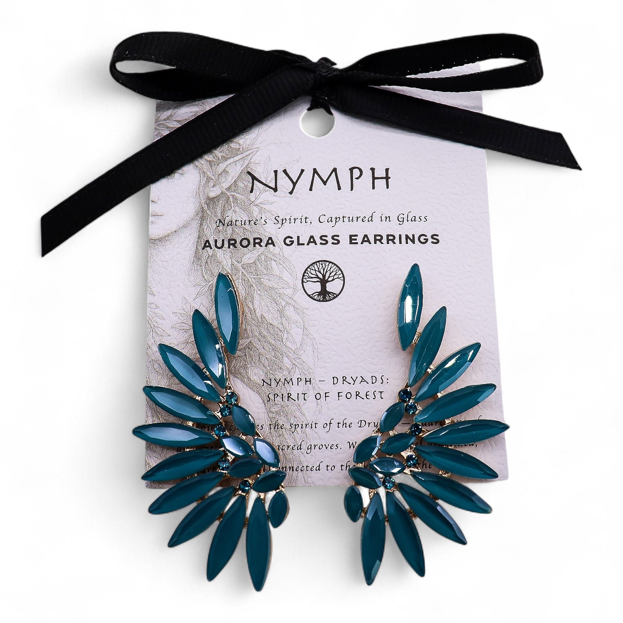 Brincos de Cristal Vintage - Asas de Anjo - Verde Turquesa