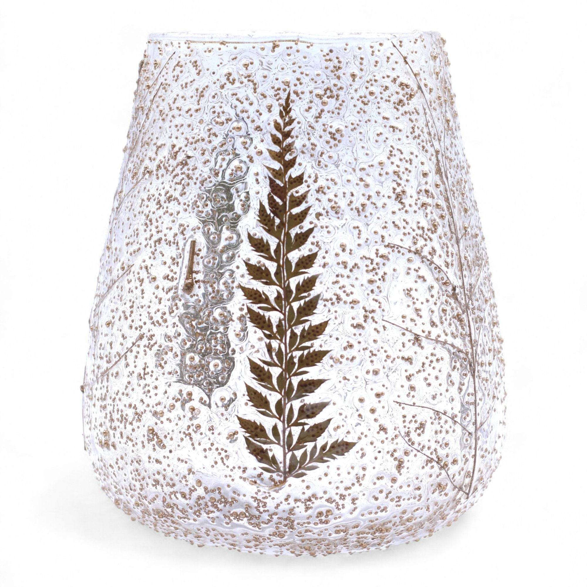 Castiçal de Vidro Floral Natural Taça Grande Pinho 15 x 12 cm